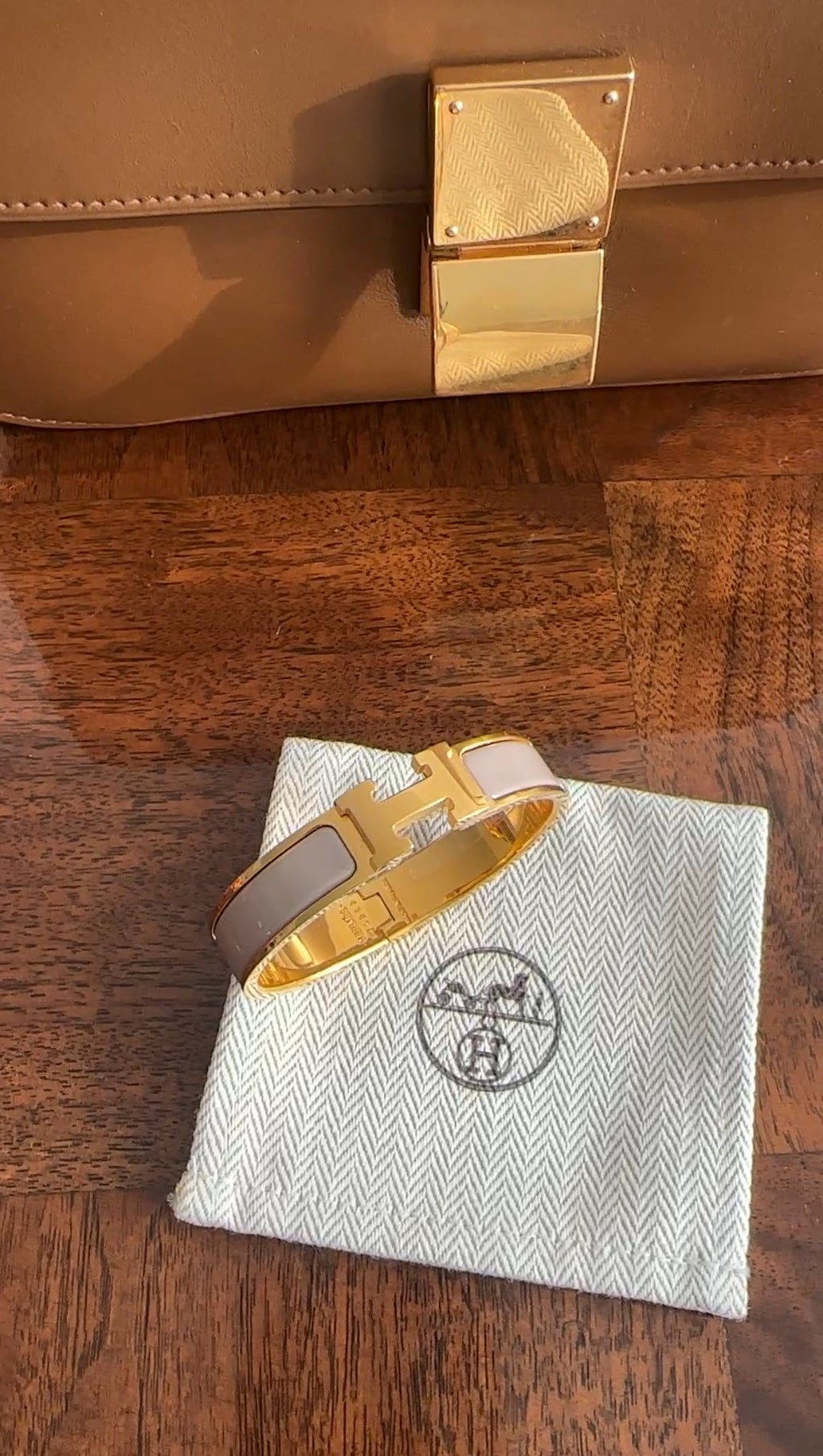 Hermes Clic H Enamel Bracelet Maron Glace GHW PM