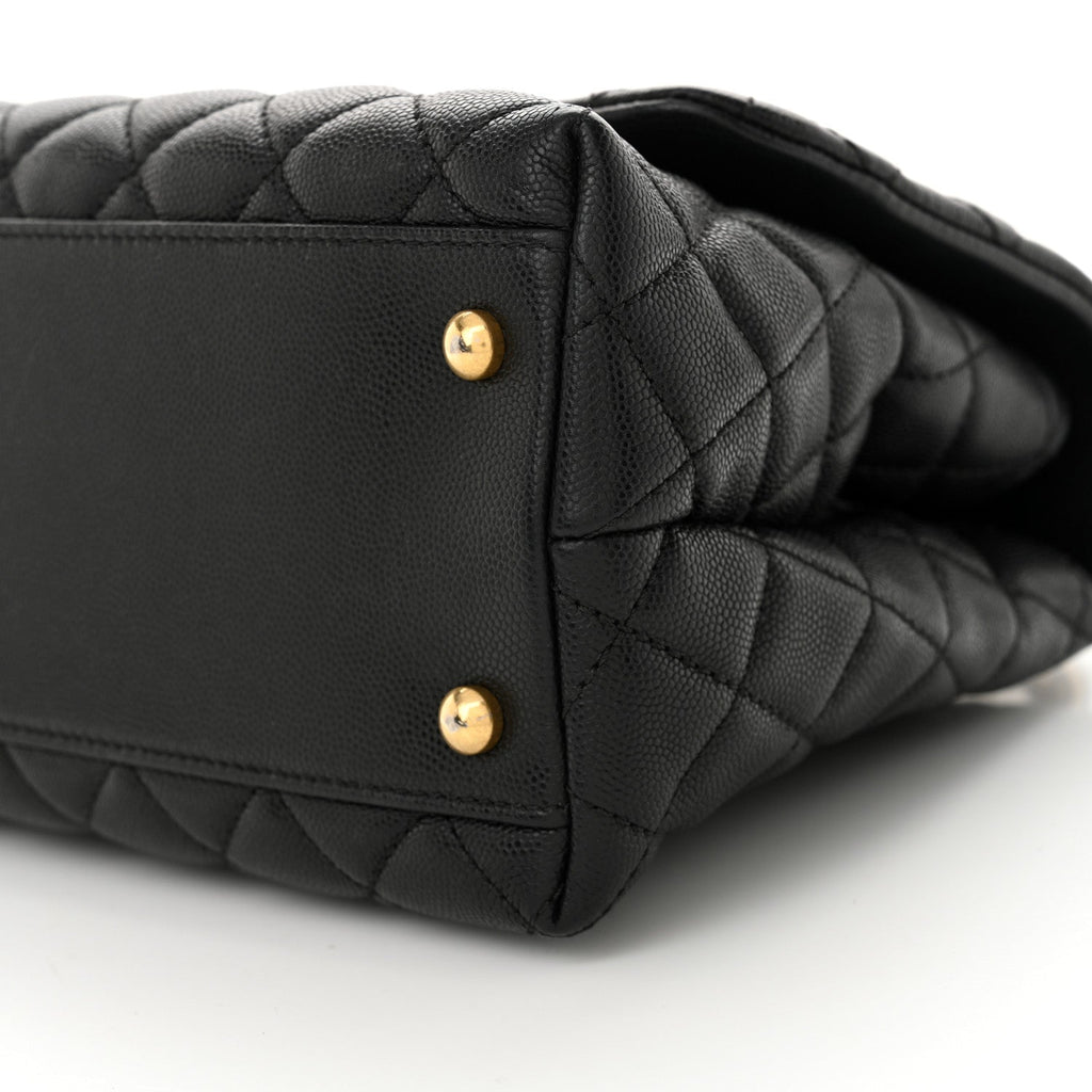 Caviar Quilted Small Coco Handle Flap Black
