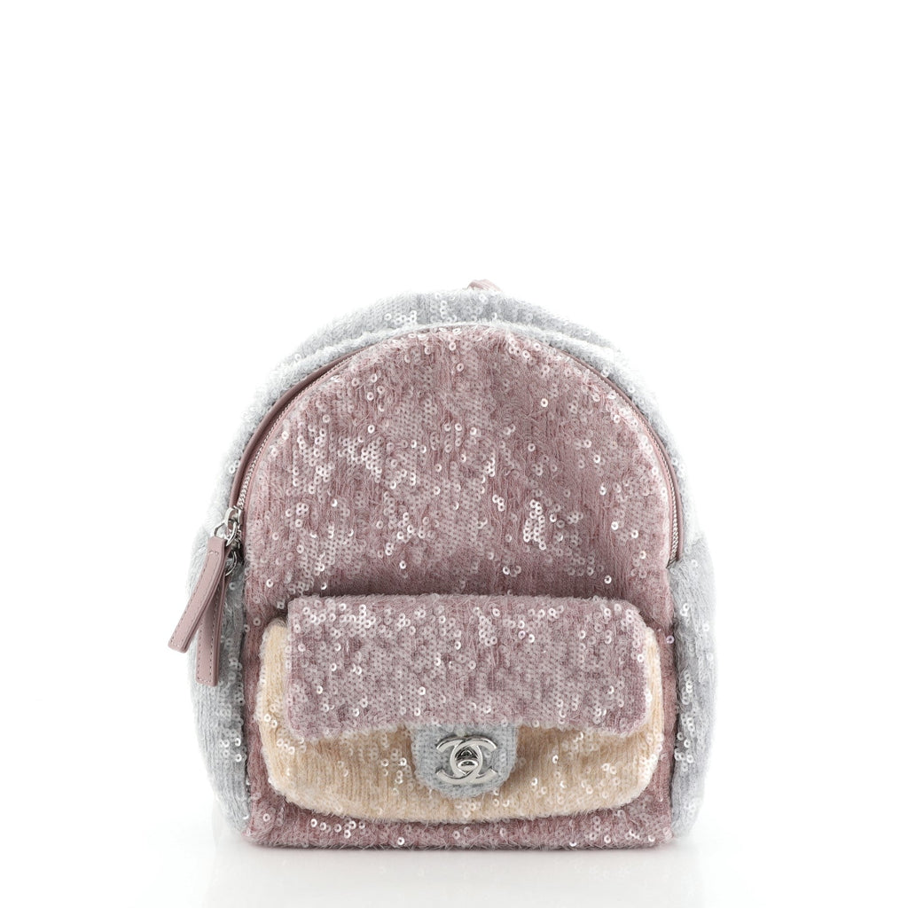 Waterfall Backpack Sequins with Leather Mini