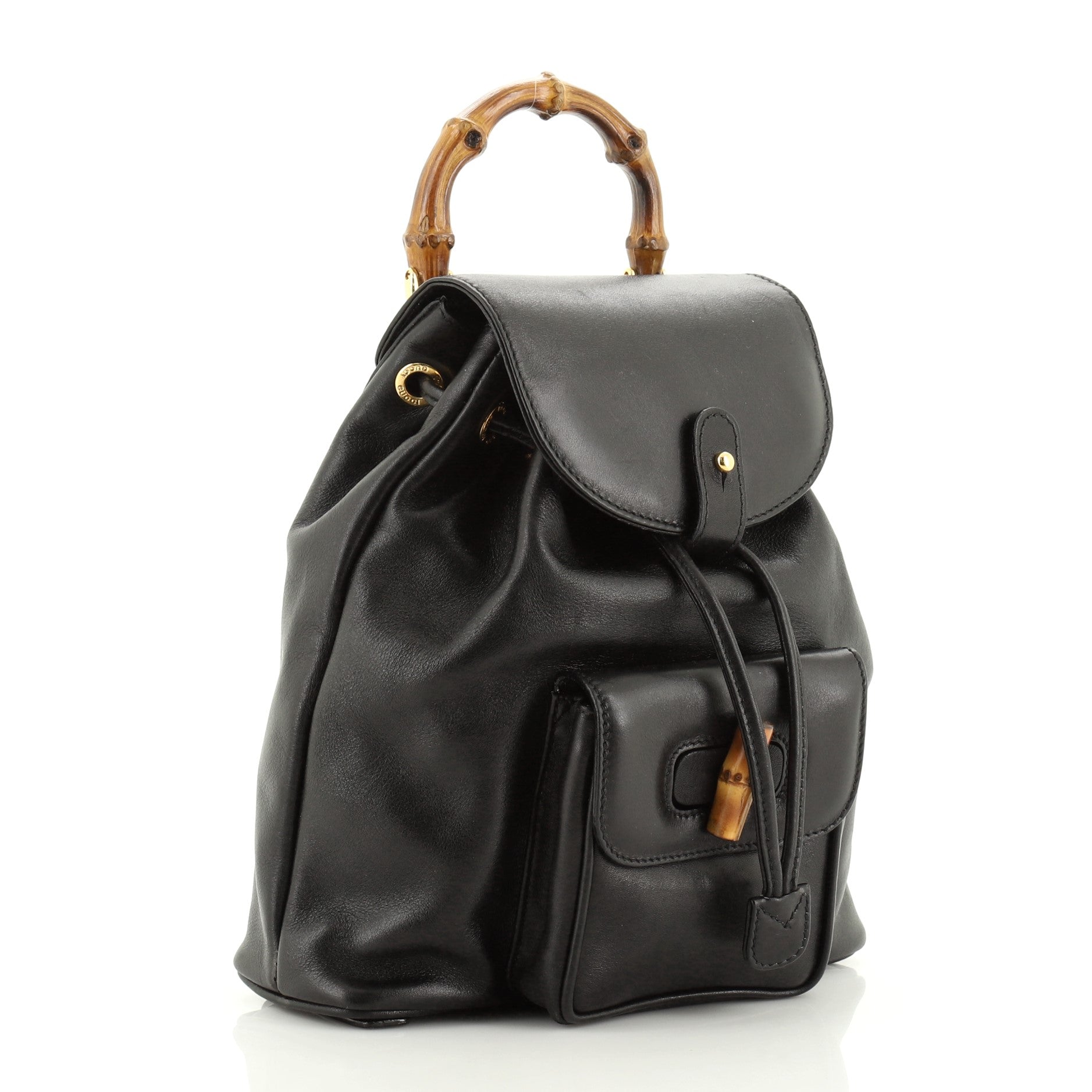 Vintage Bamboo Backpack Leather Mini
