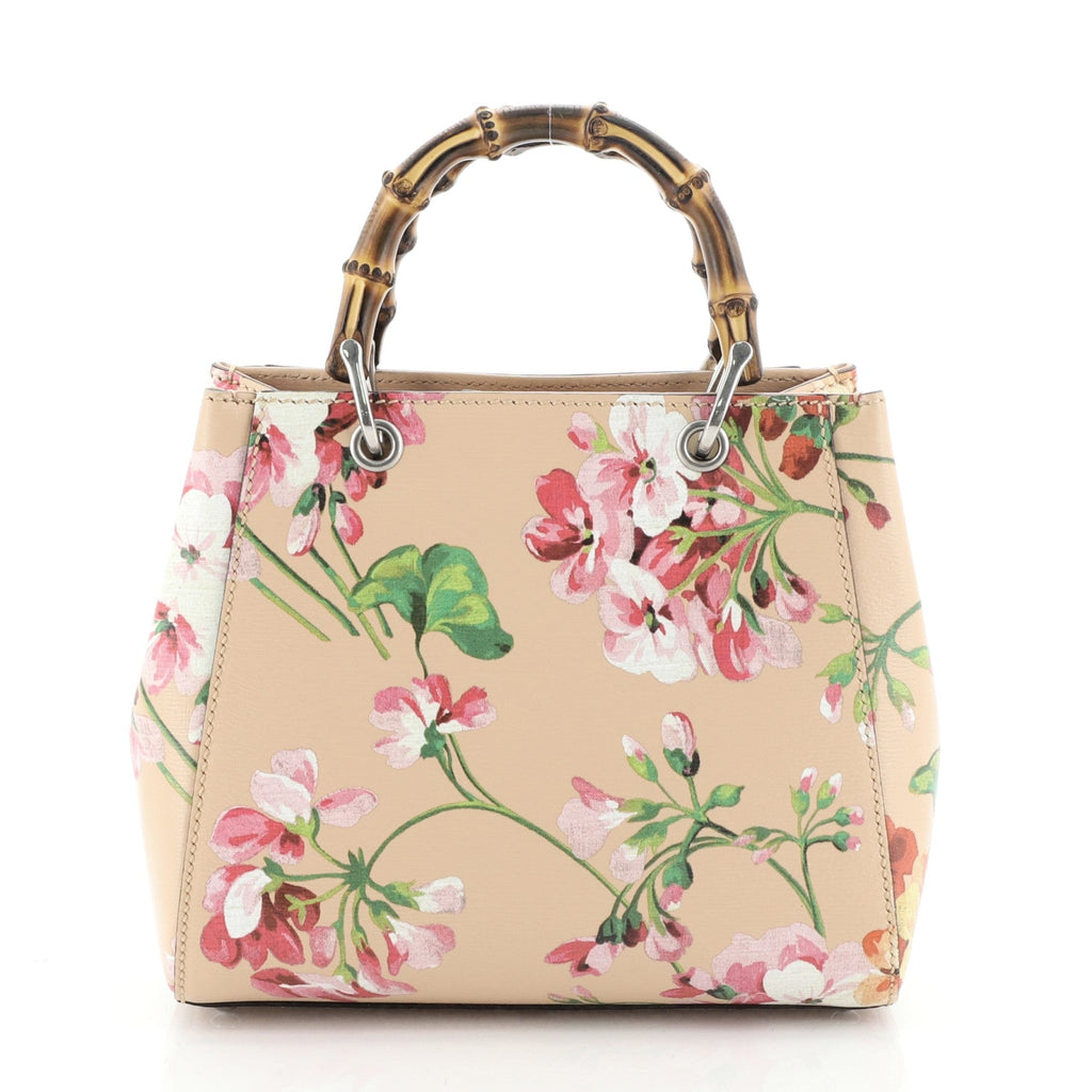 Bamboo Shopper Tote Blooms Print Leather Mini