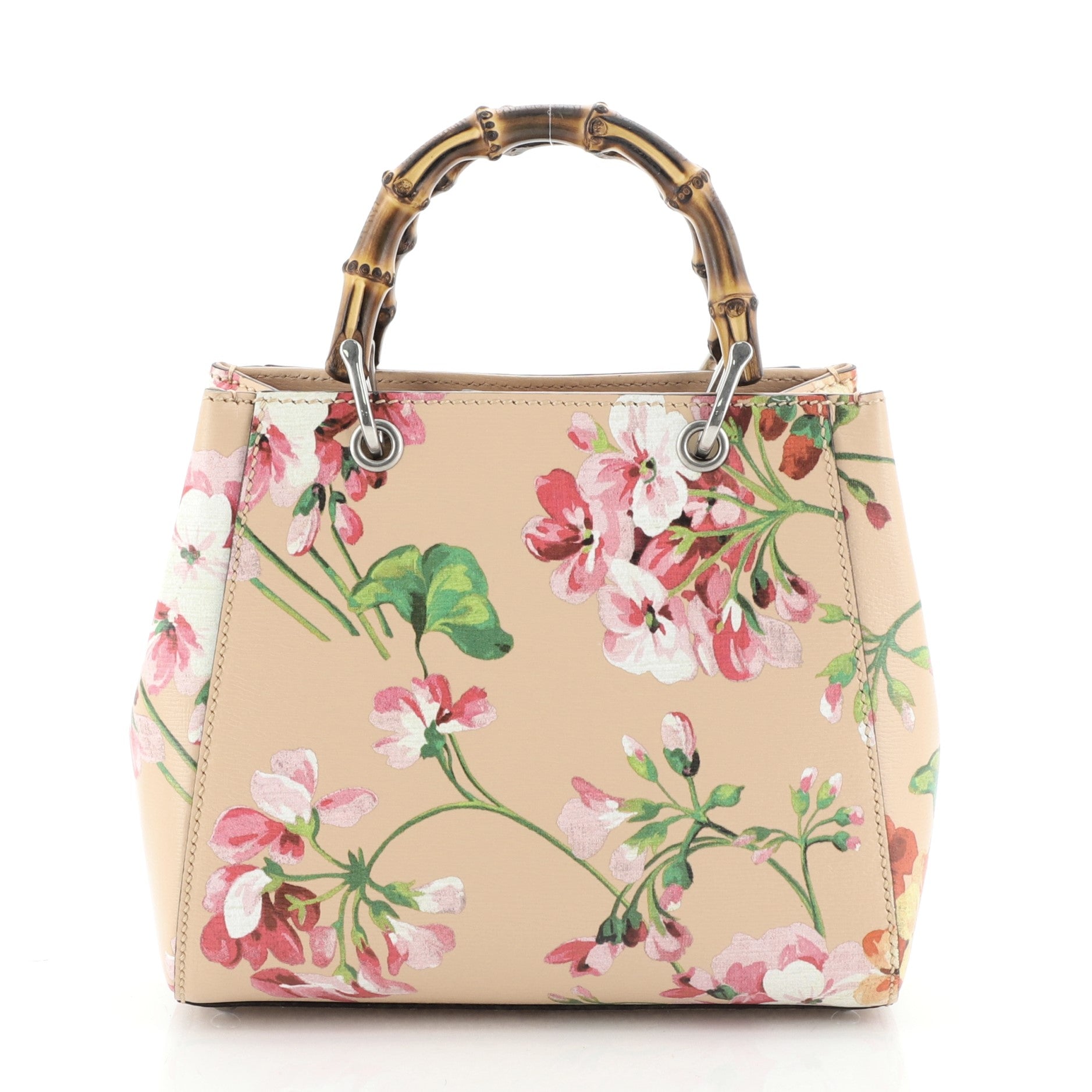 Bamboo Shopper Tote Blooms Print Leather Mini