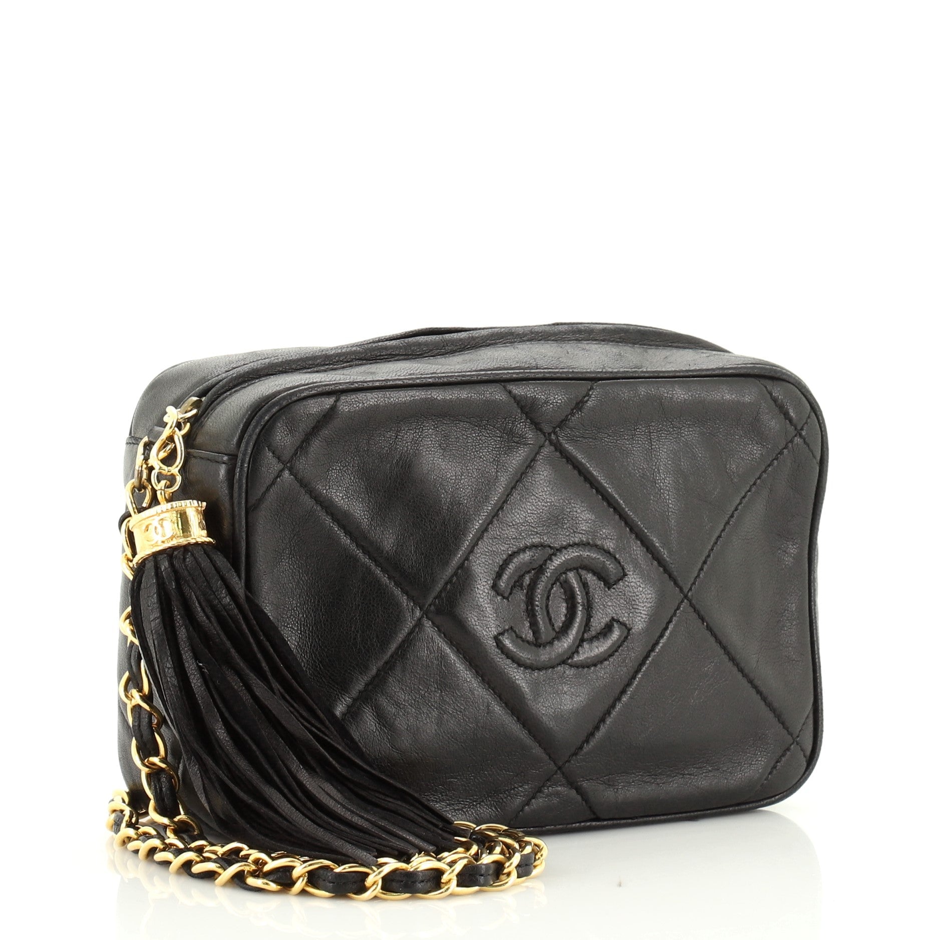 Vintage Diamond CC Camera Bag Quilted Leather Mini