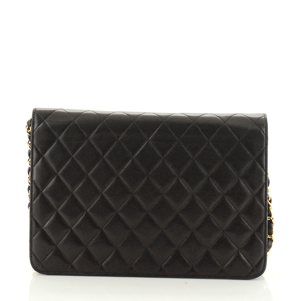 Vintage Clutch with Chain Quilted Leather Medium