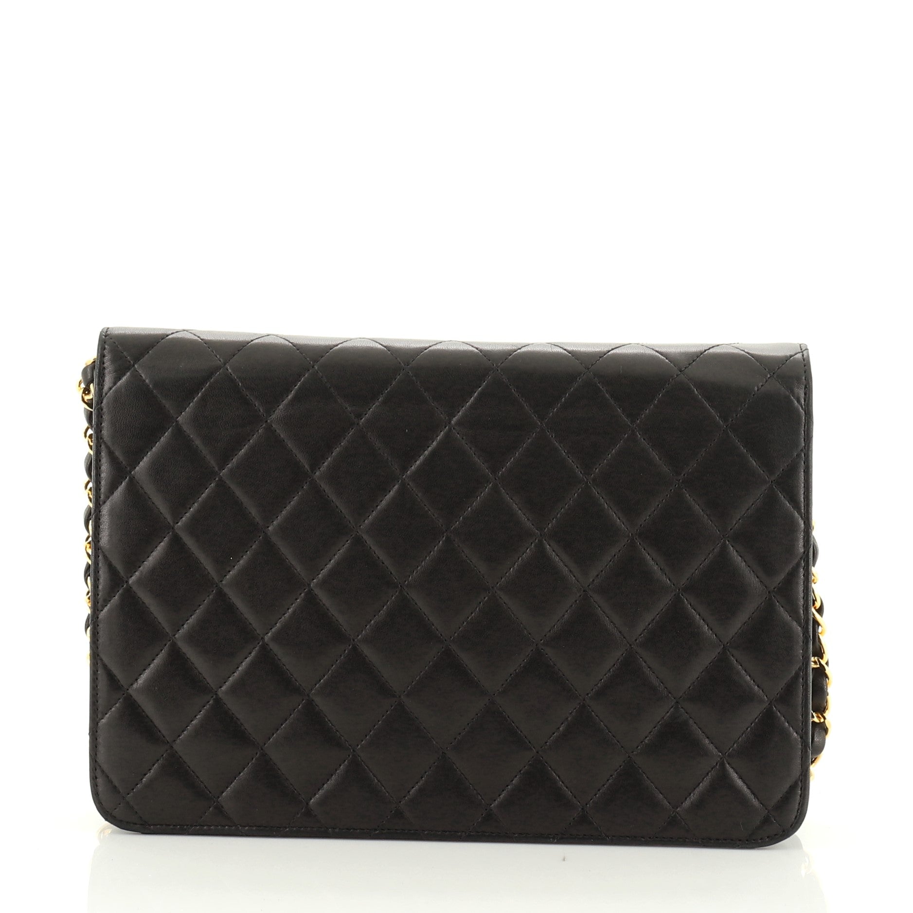 Vintage Clutch with Chain Quilted Leather Medium