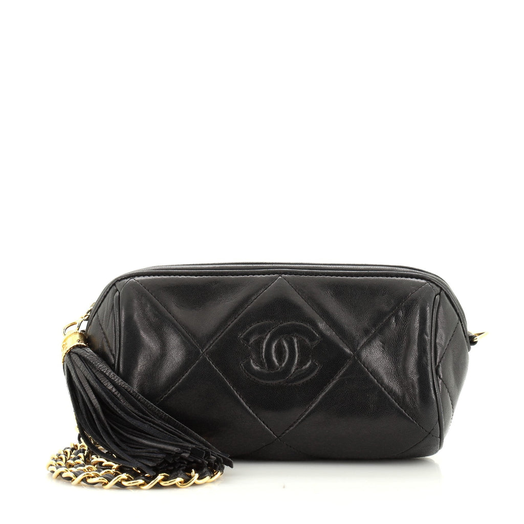 Vintage Diamond CC Barrel Bag Quilted Leather Mini
