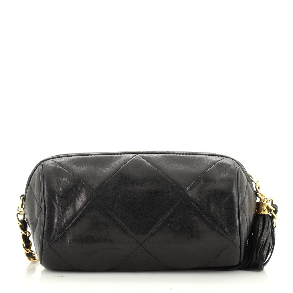 Vintage Diamond CC Barrel Bag Quilted Leather Mini