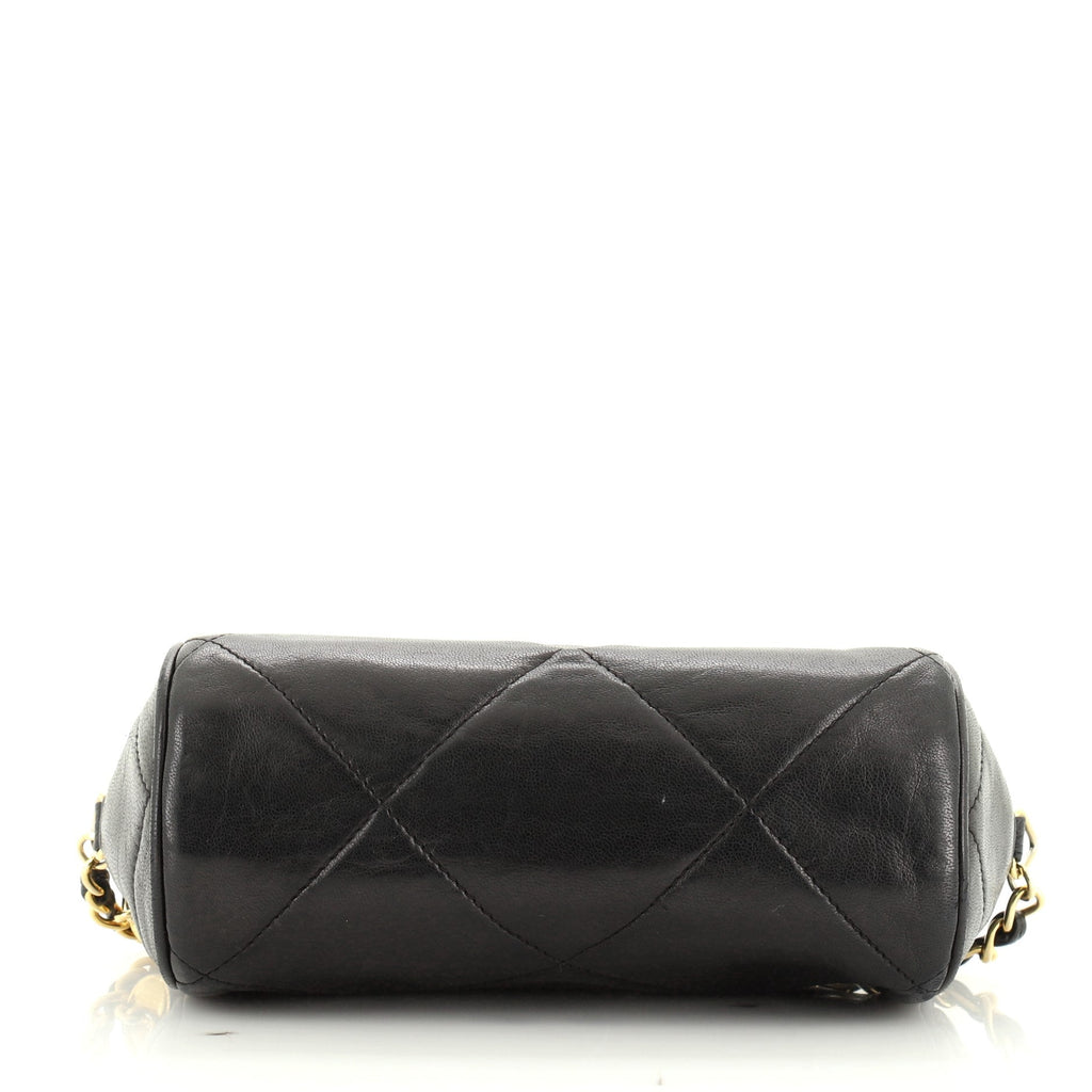Vintage Diamond CC Barrel Bag Quilted Leather Mini