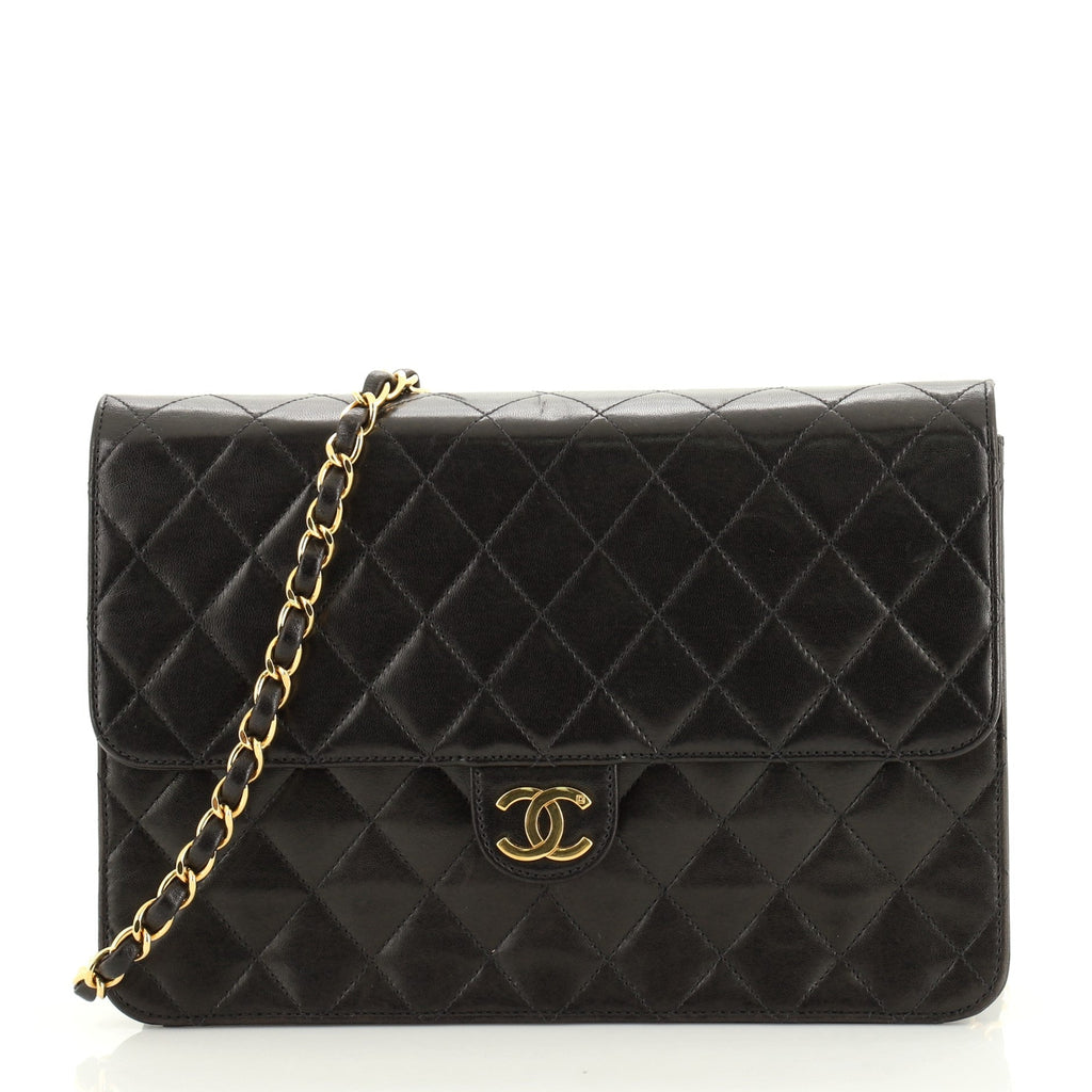 Vintage Clutch with Chain Quilted Leather Medium