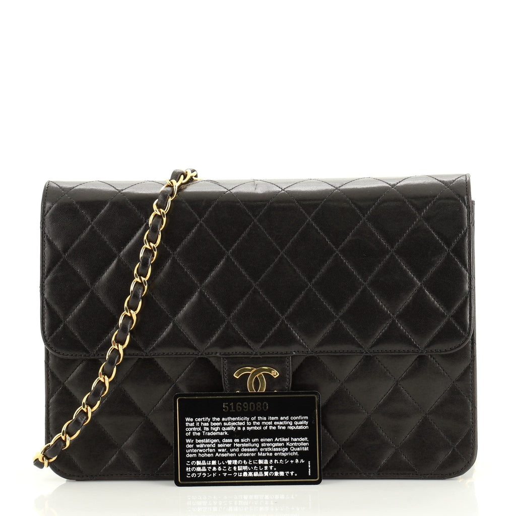 Vintage Clutch with Chain Quilted Leather Medium