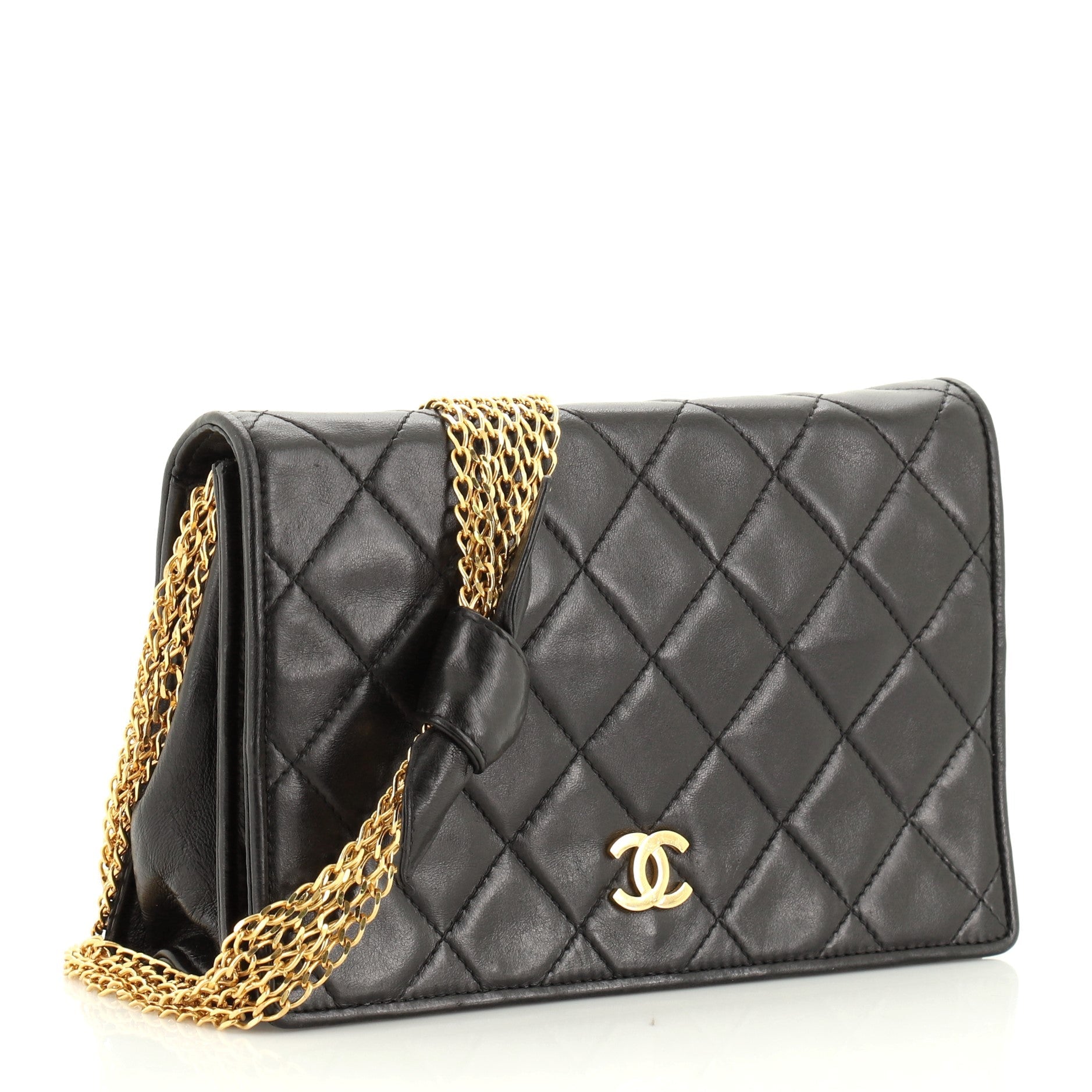 Vintage Multi Chain Full Flap Bag Quilted Lambskin Mini