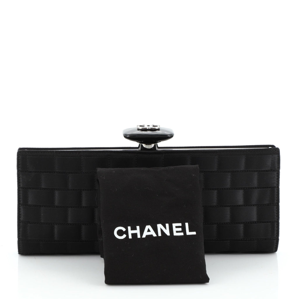 Frame Clutch Stitched Satin Small