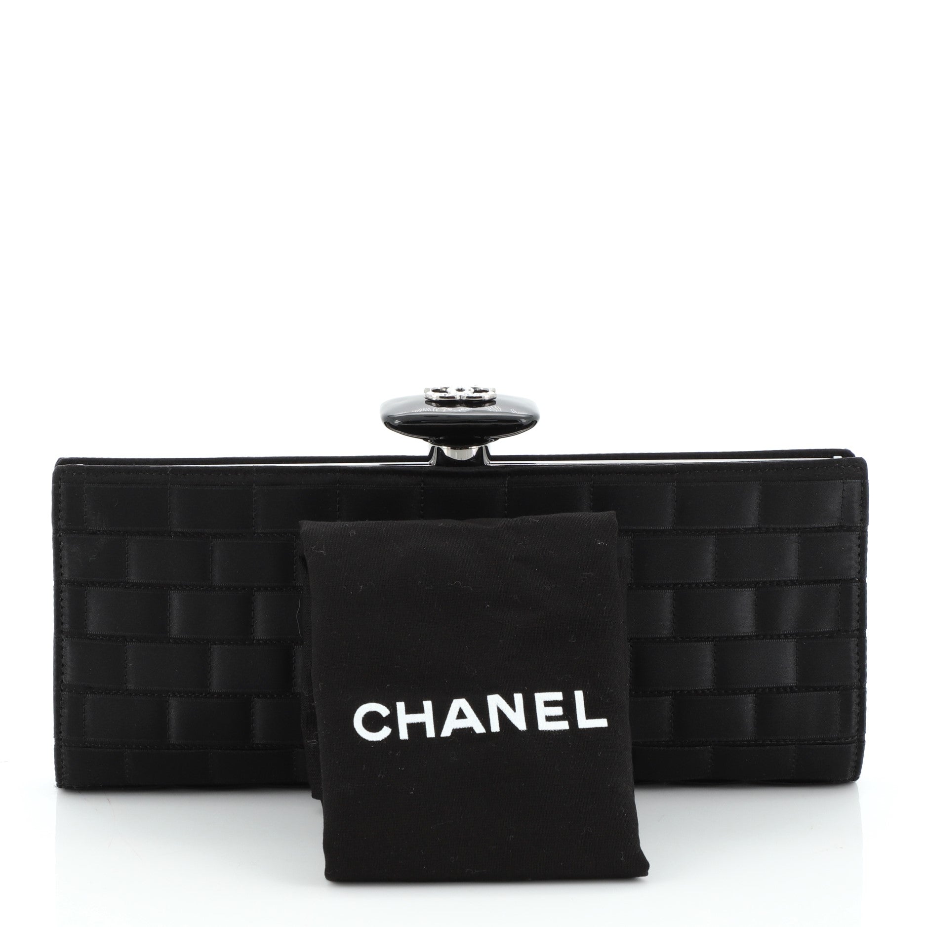 Frame Clutch Stitched Satin Small