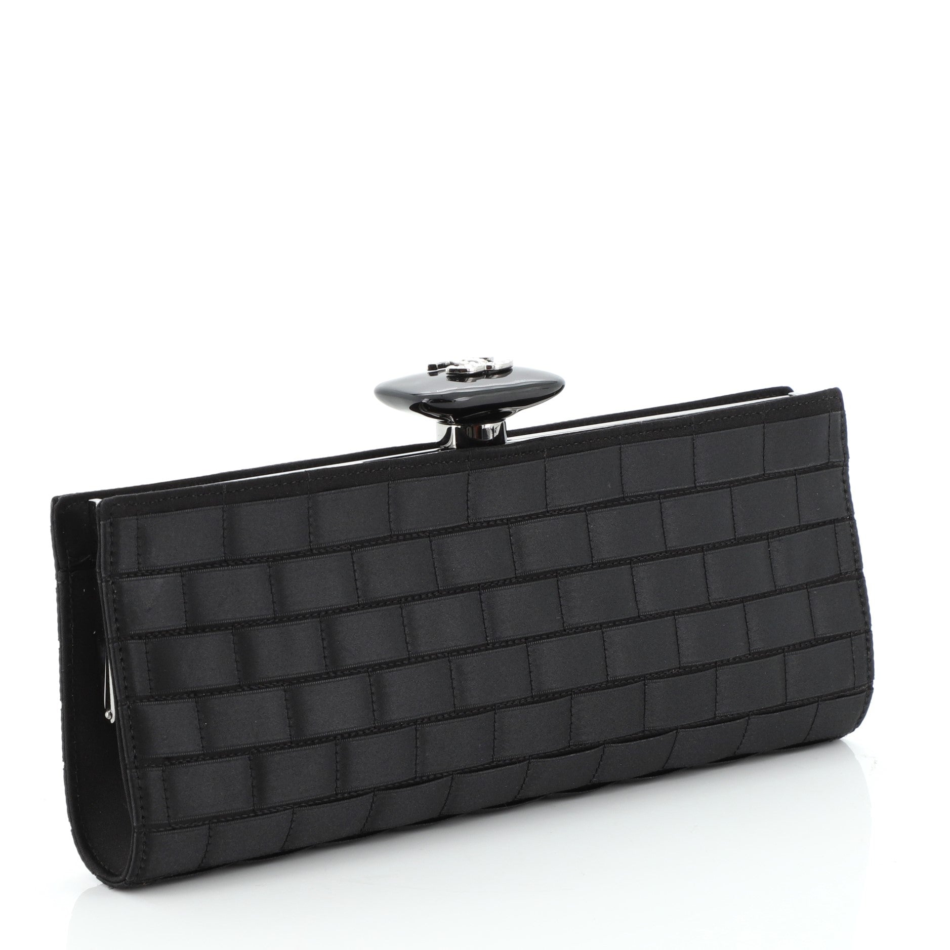 Frame Clutch Stitched Satin Small