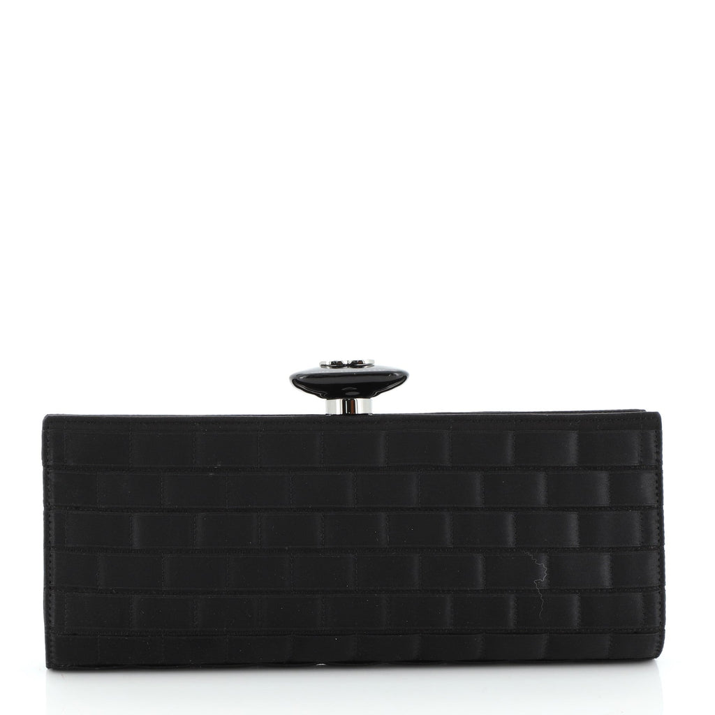 Frame Clutch Stitched Satin Small