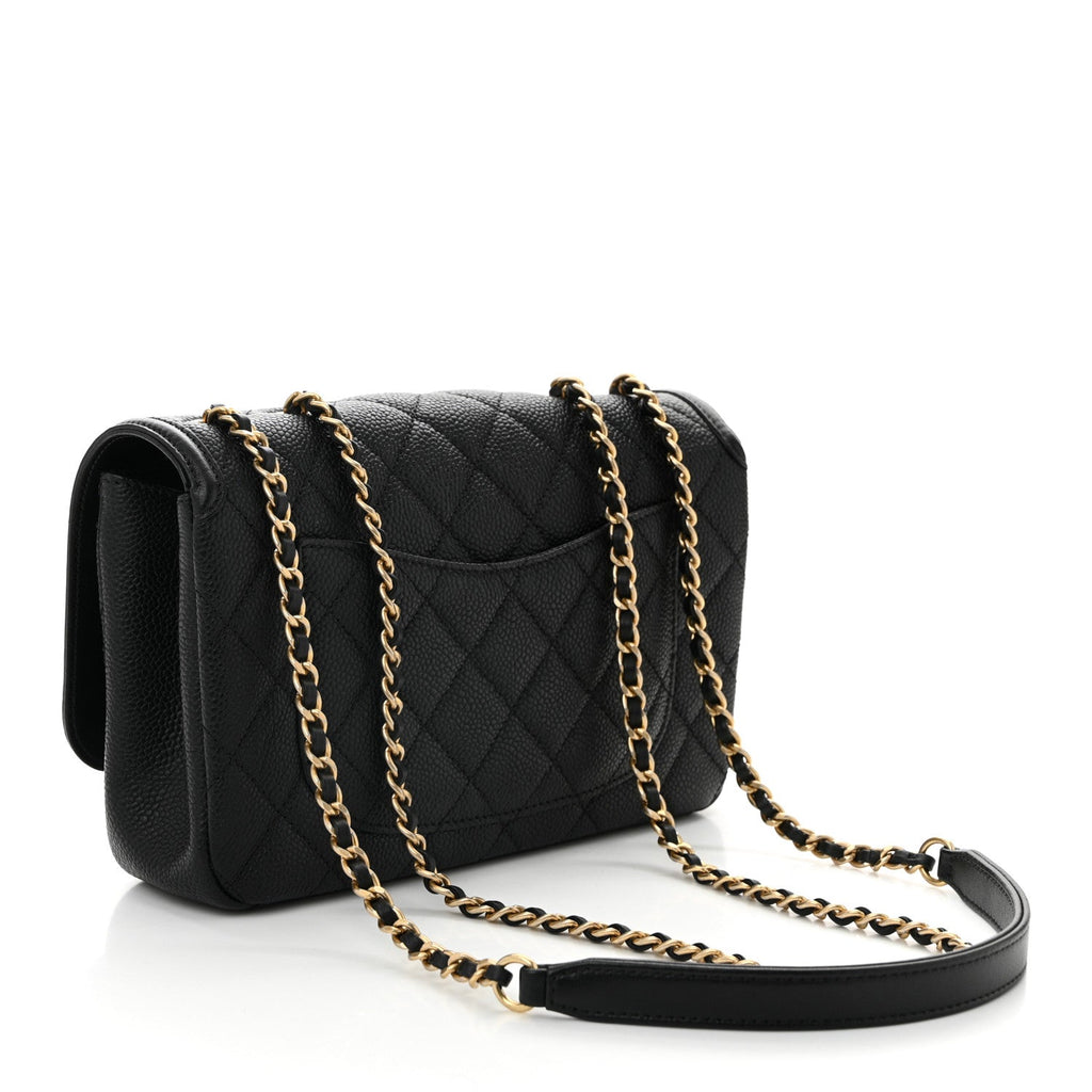 Caviar Quilted Small CC Filigree Flap Black