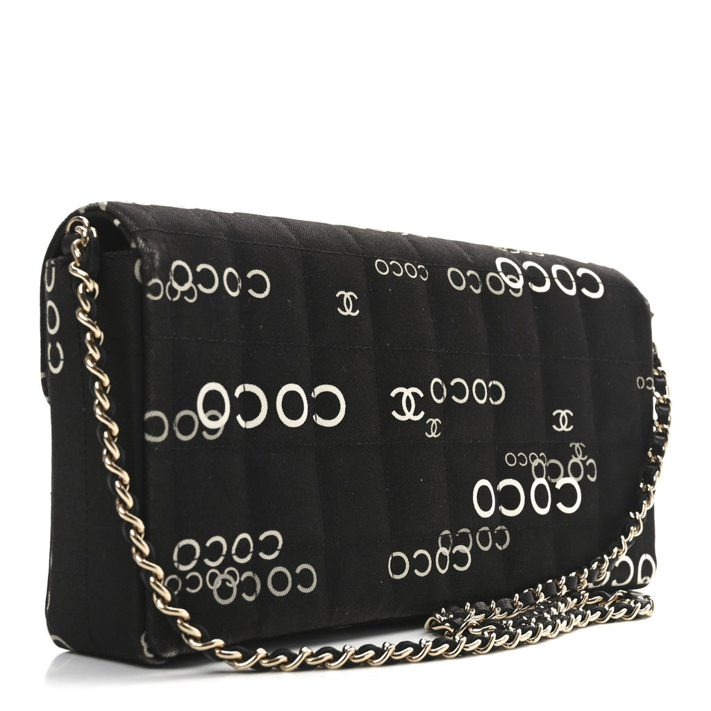 Canvas Square Quilted Coco East West Flap Black