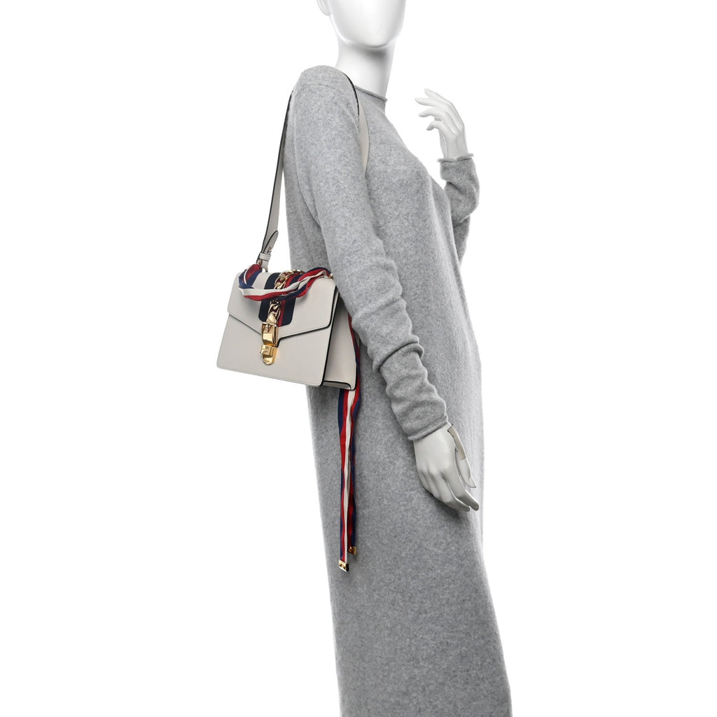 Calfskin Small Sylvie Shoulder Bag Off White