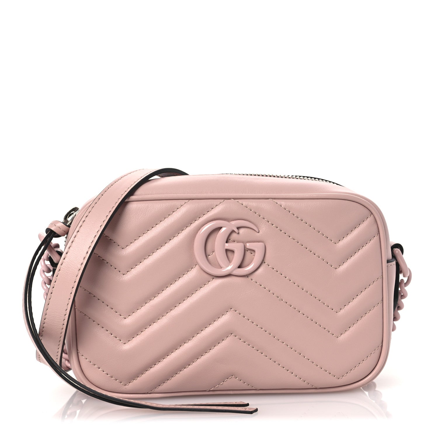 Calfskin Matelasse Monochrome Mini GG Marmont Chain Shoulder Bag Perfect Pink