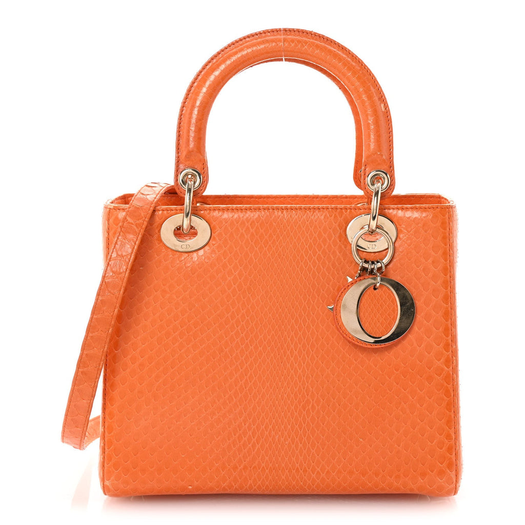 Snakeskin Medium Lady Dior Orange