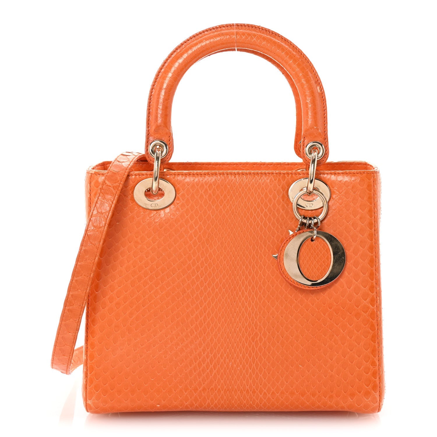 Snakeskin Medium Lady Dior Orange
