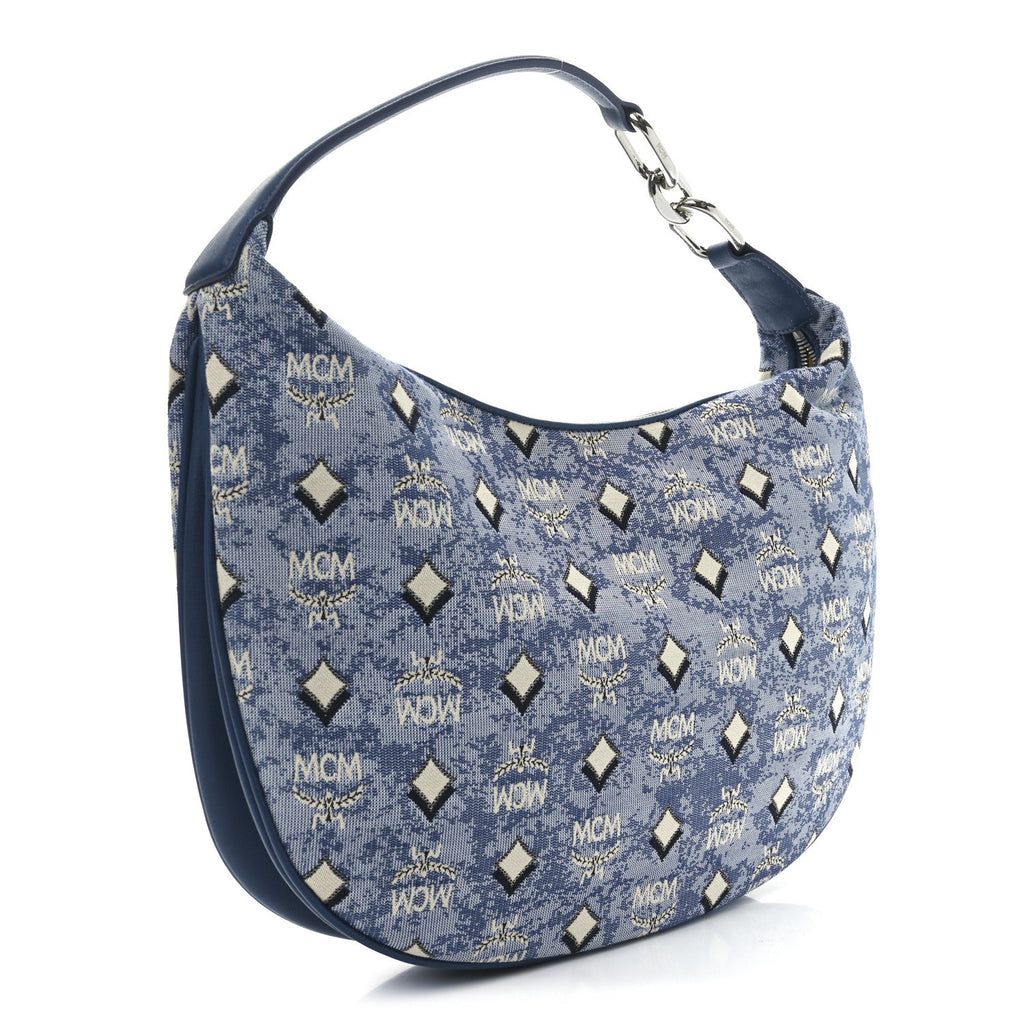 Vintage Jacquard Monogram Hobo Blue
