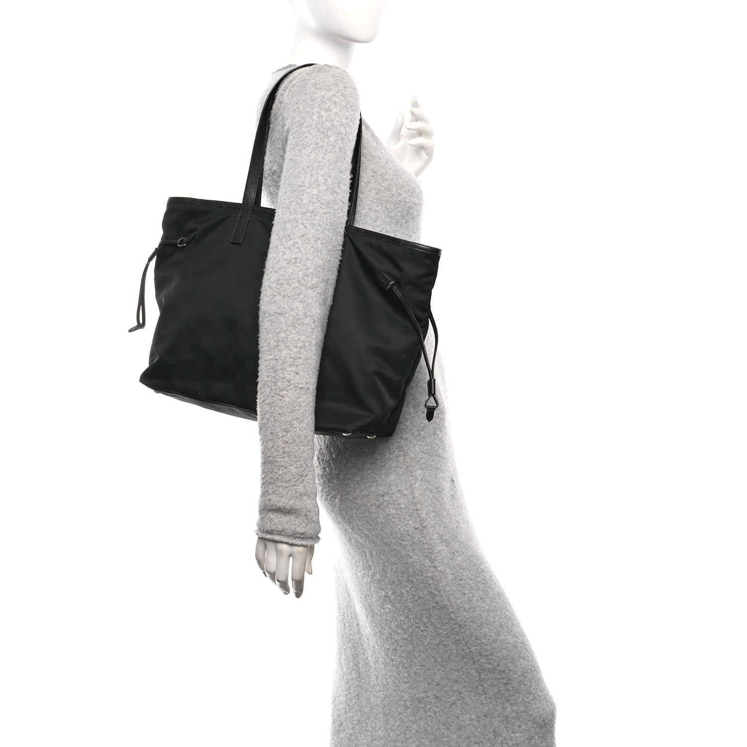 Tessuto Nylon Saffiano Shopping Tote Black