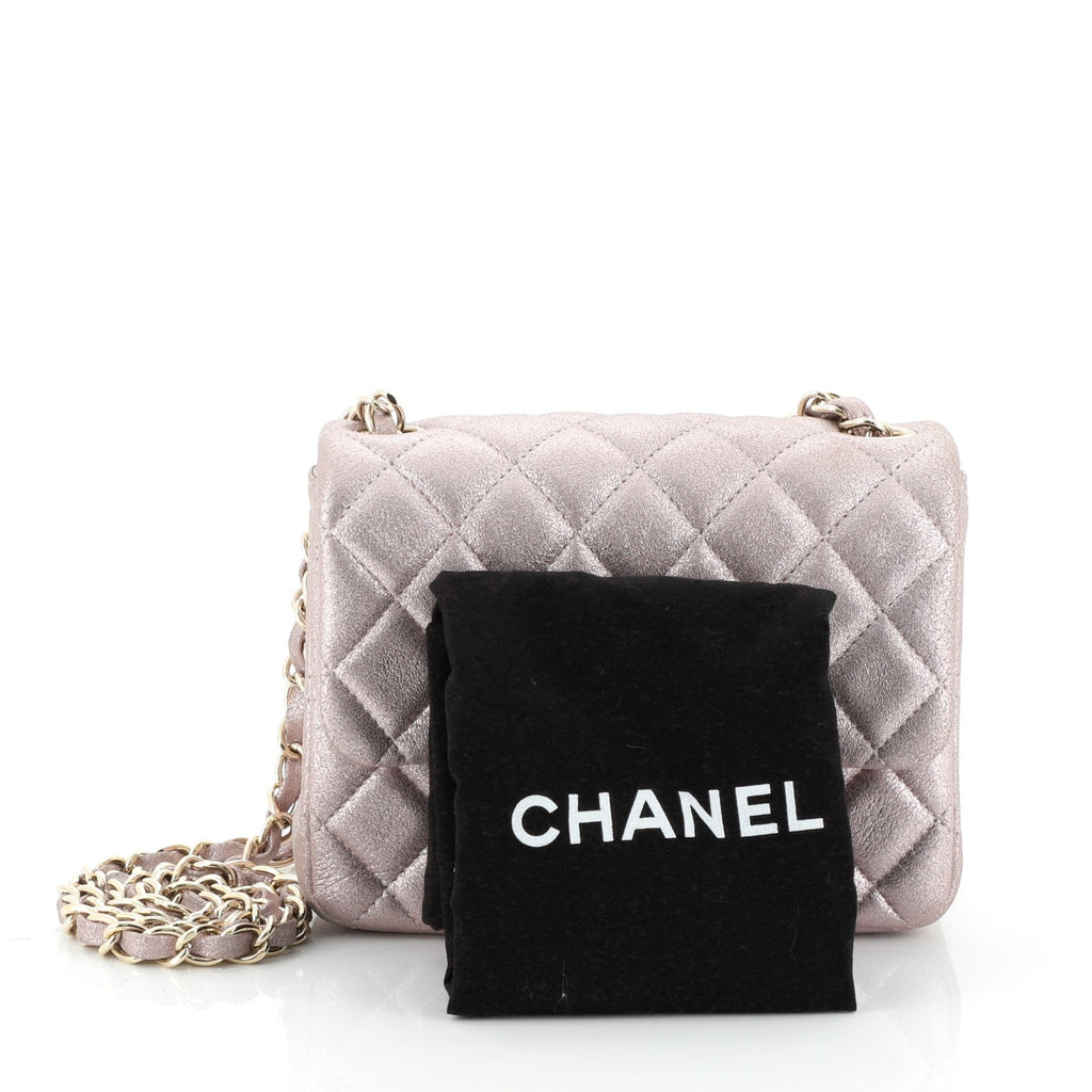 Square Classic Single Flap Bag Quilted Lambskin Mini
