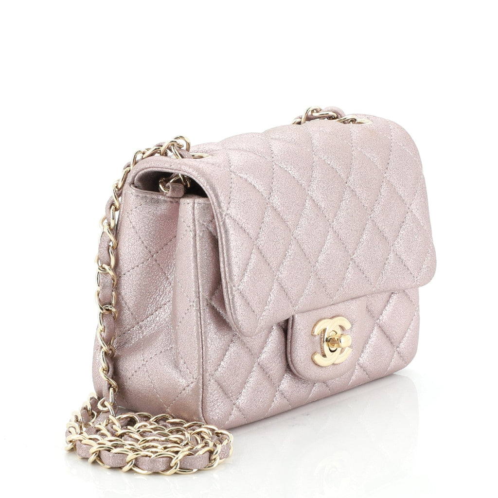 Square Classic Single Flap Bag Quilted Lambskin Mini