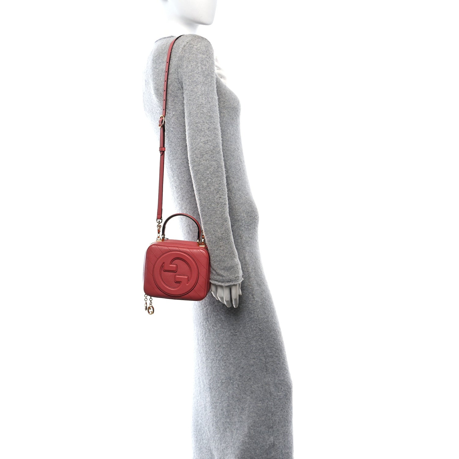 Sakai Be Green Calfskin Diagonal Stitched Blondie Top Handle Bag Pink