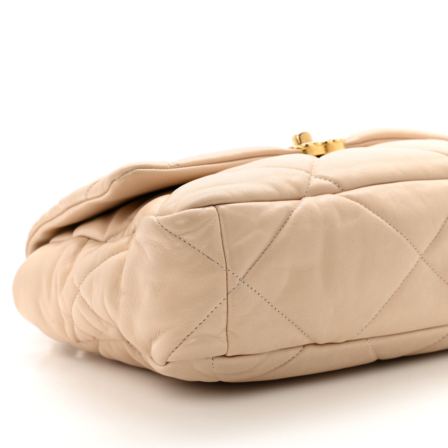 Lambskin Quilted Large Chanel 19 Flap Beige