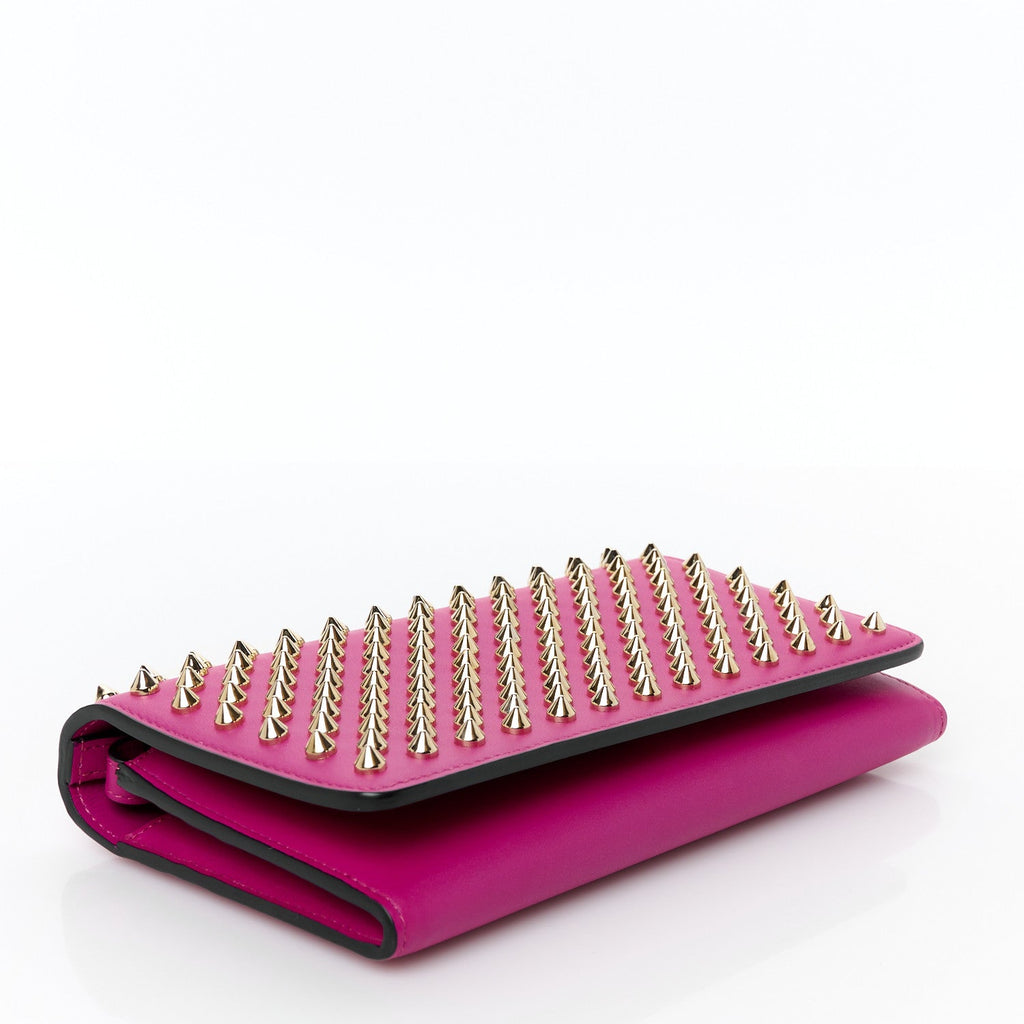Calfskin Macaron Spiked Flap Wallet Indian Rose