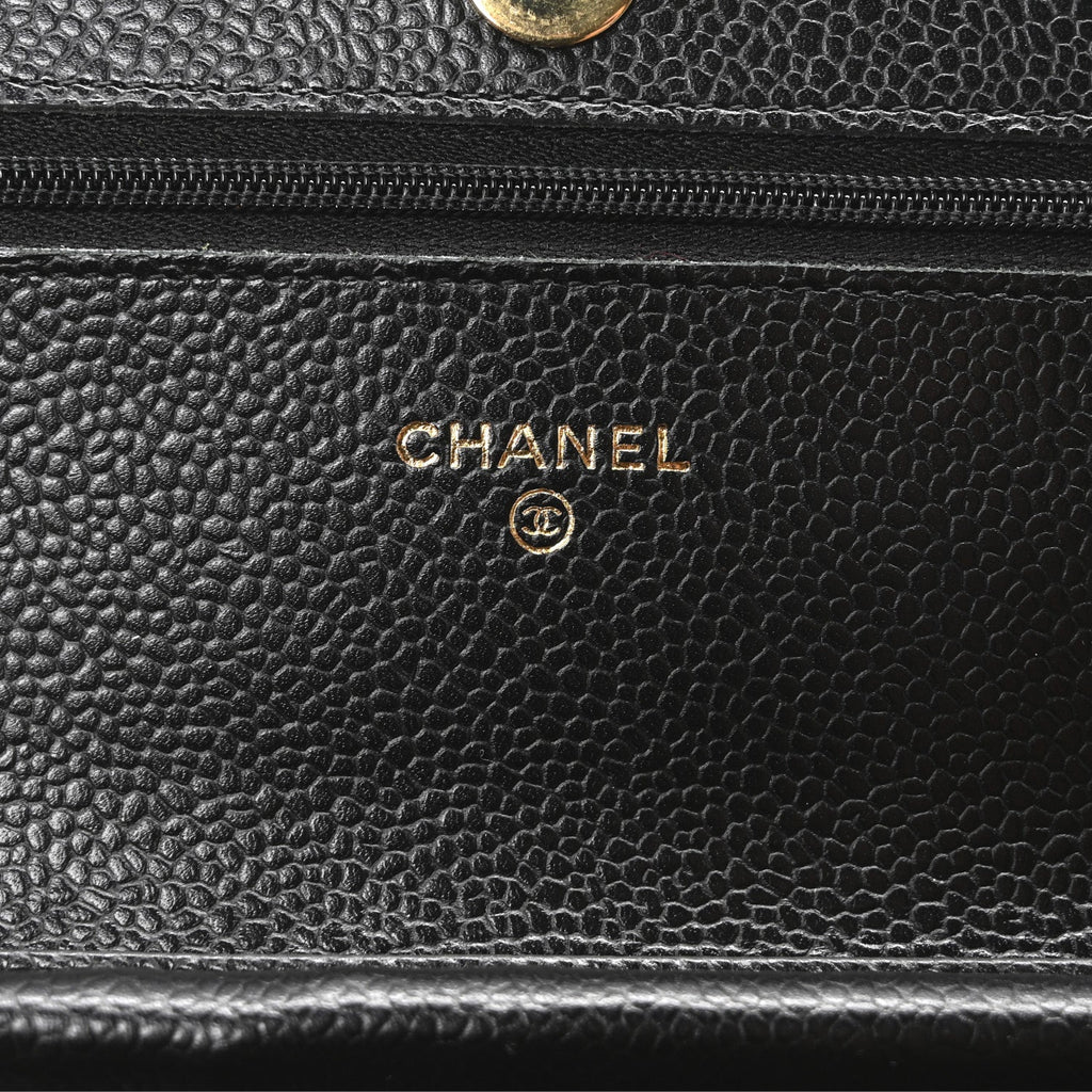 Caviar Quilted Wallet On Chain WOC Black