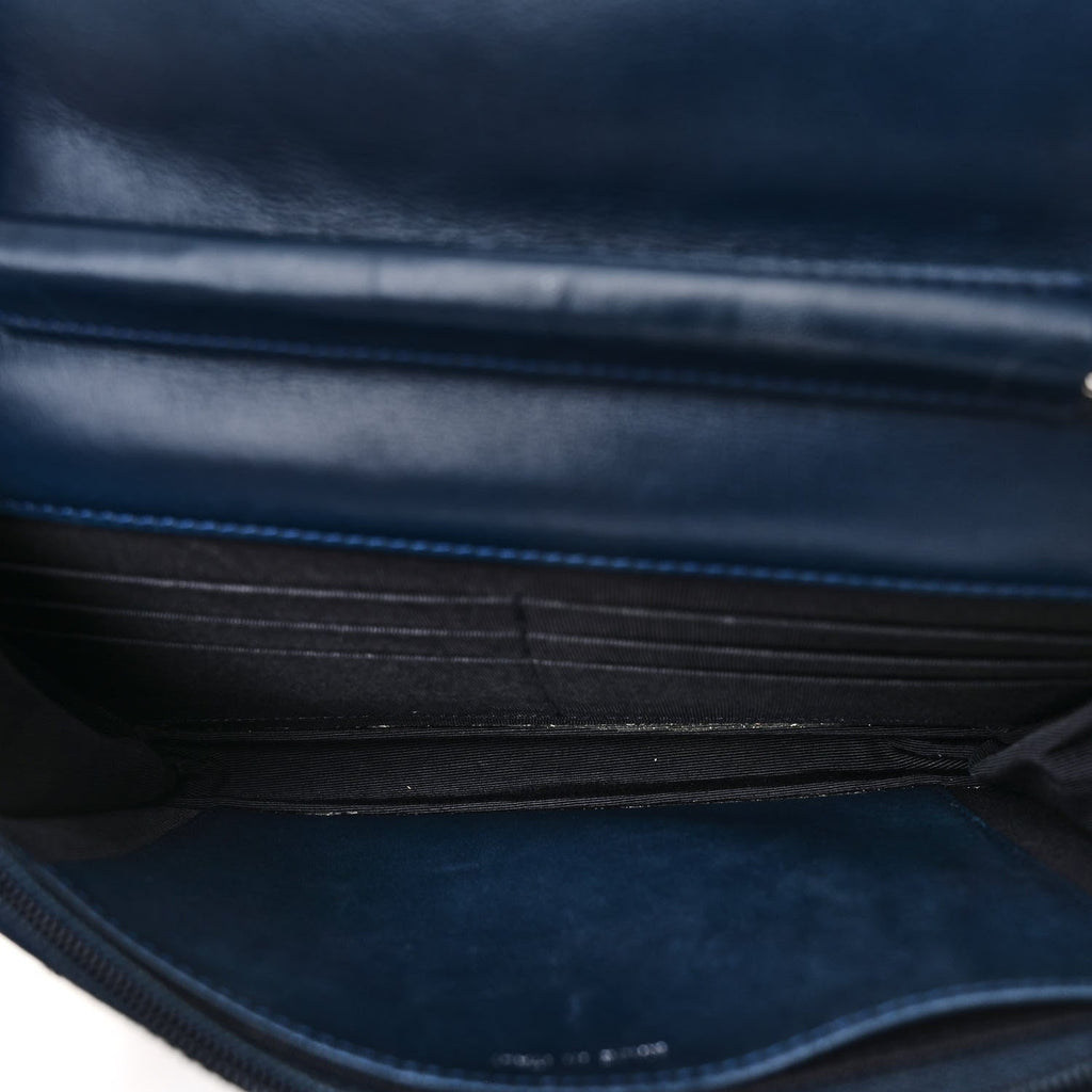 Patent Quilted Wallet On Chain WOC Blue