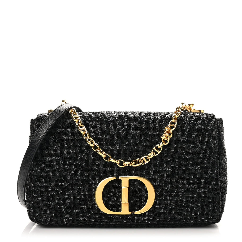 Beaded Checkered Medium Caro Bag Black