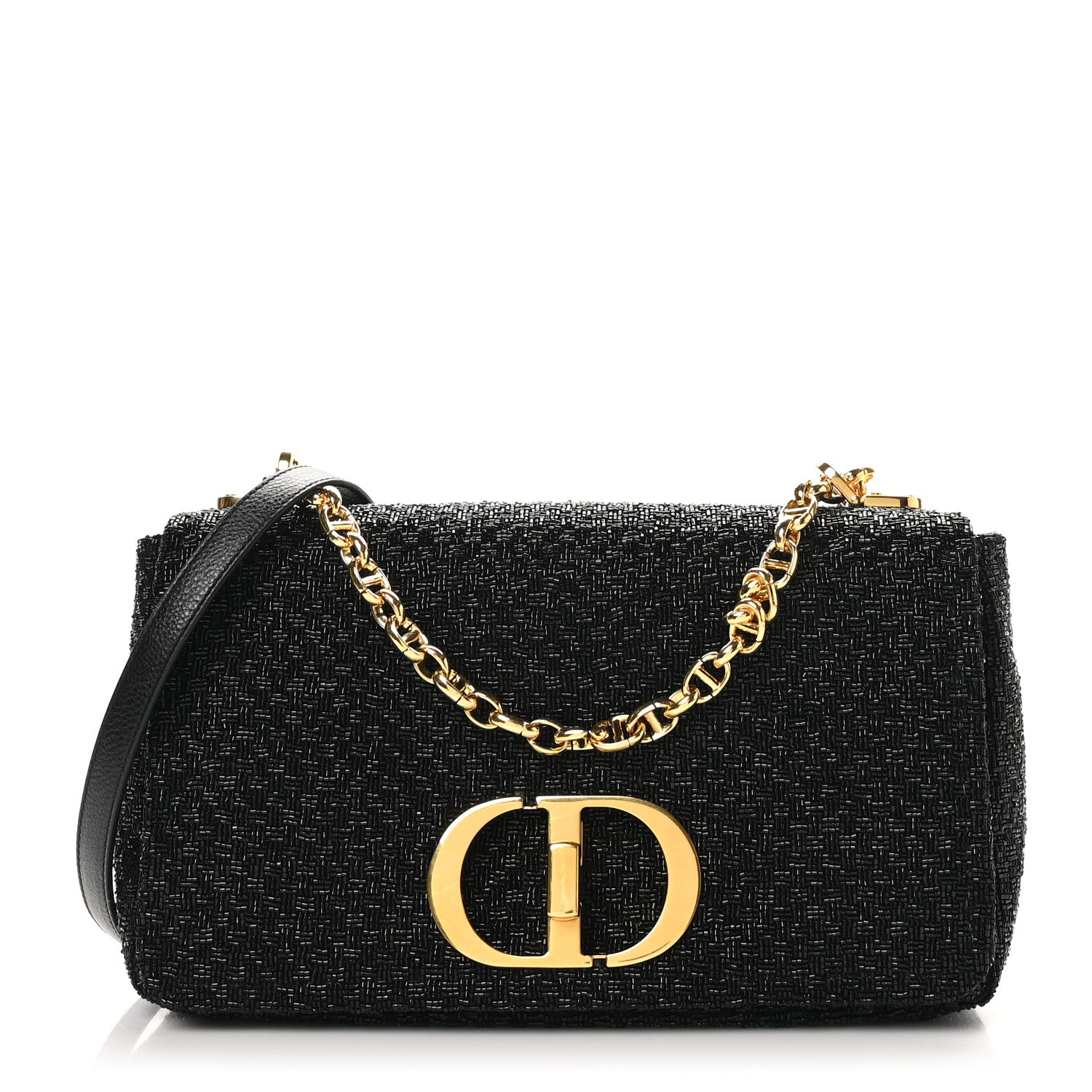 Beaded Checkered Medium Caro Bag Black