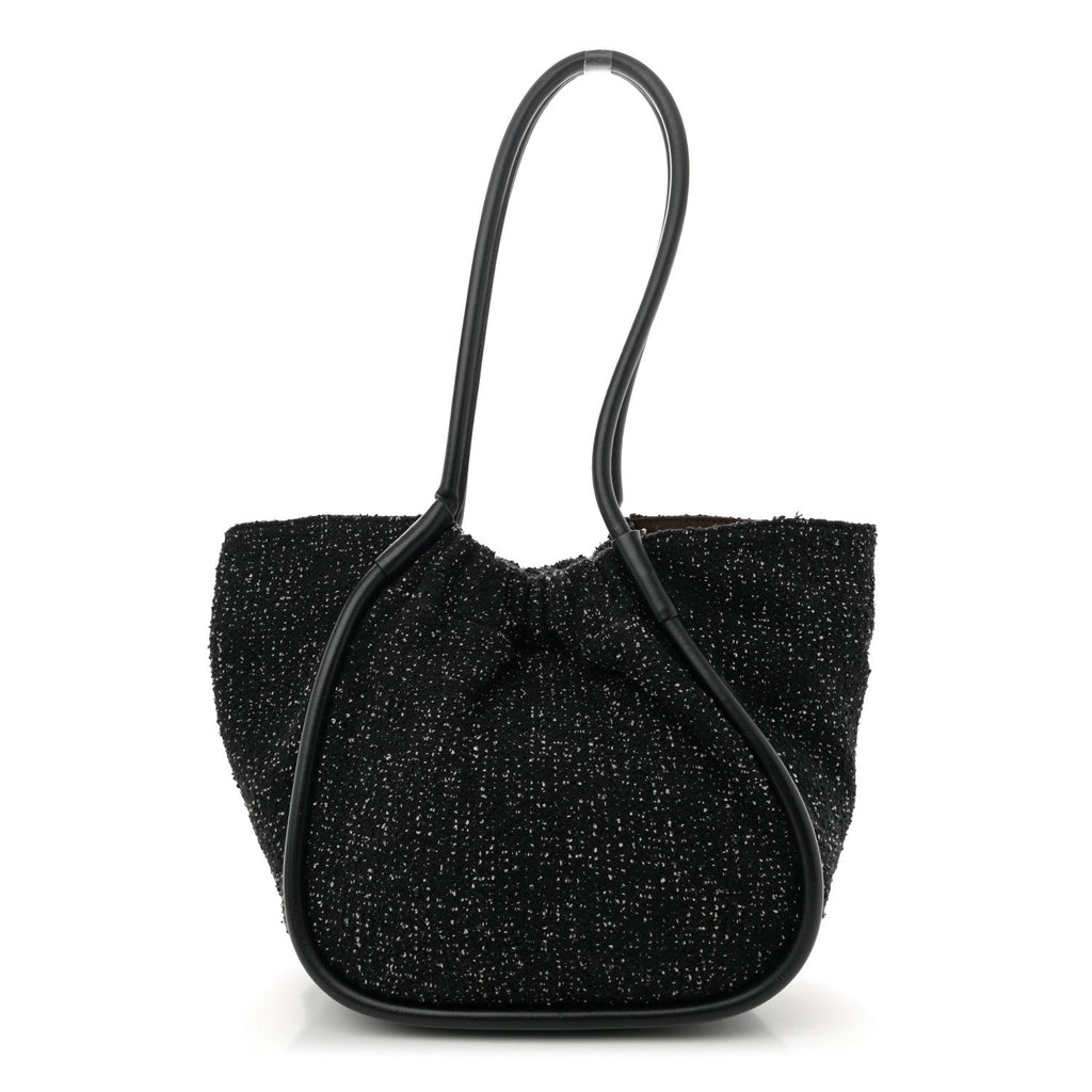 Tweed Large Ruched Tote Black