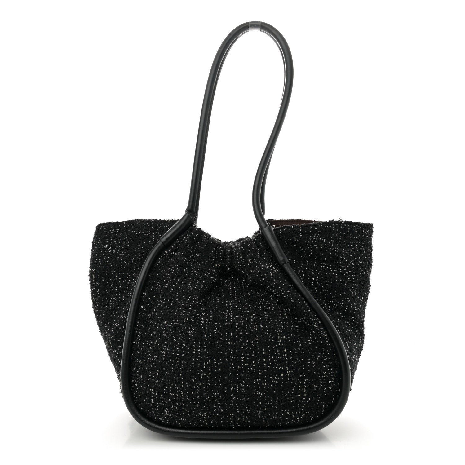 Tweed Large Ruched Tote Black