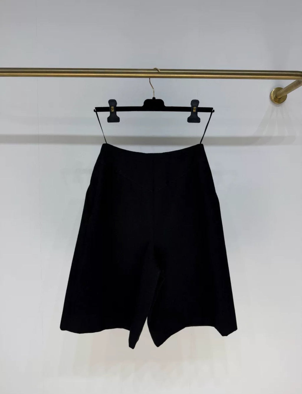 Chanel 23B Black Wool Bermuda Shorts
