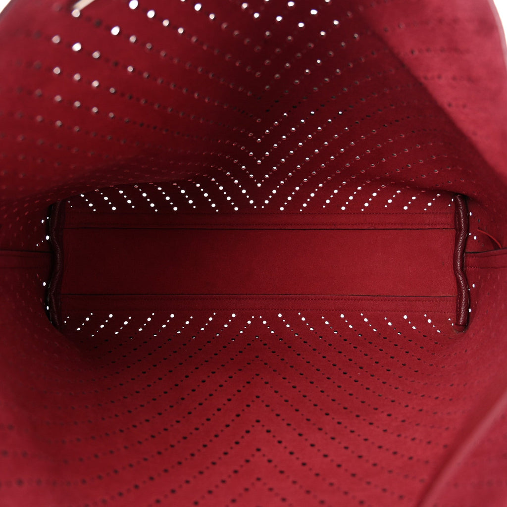 Perforated Grained Calfskin Large Shopping Tote Black