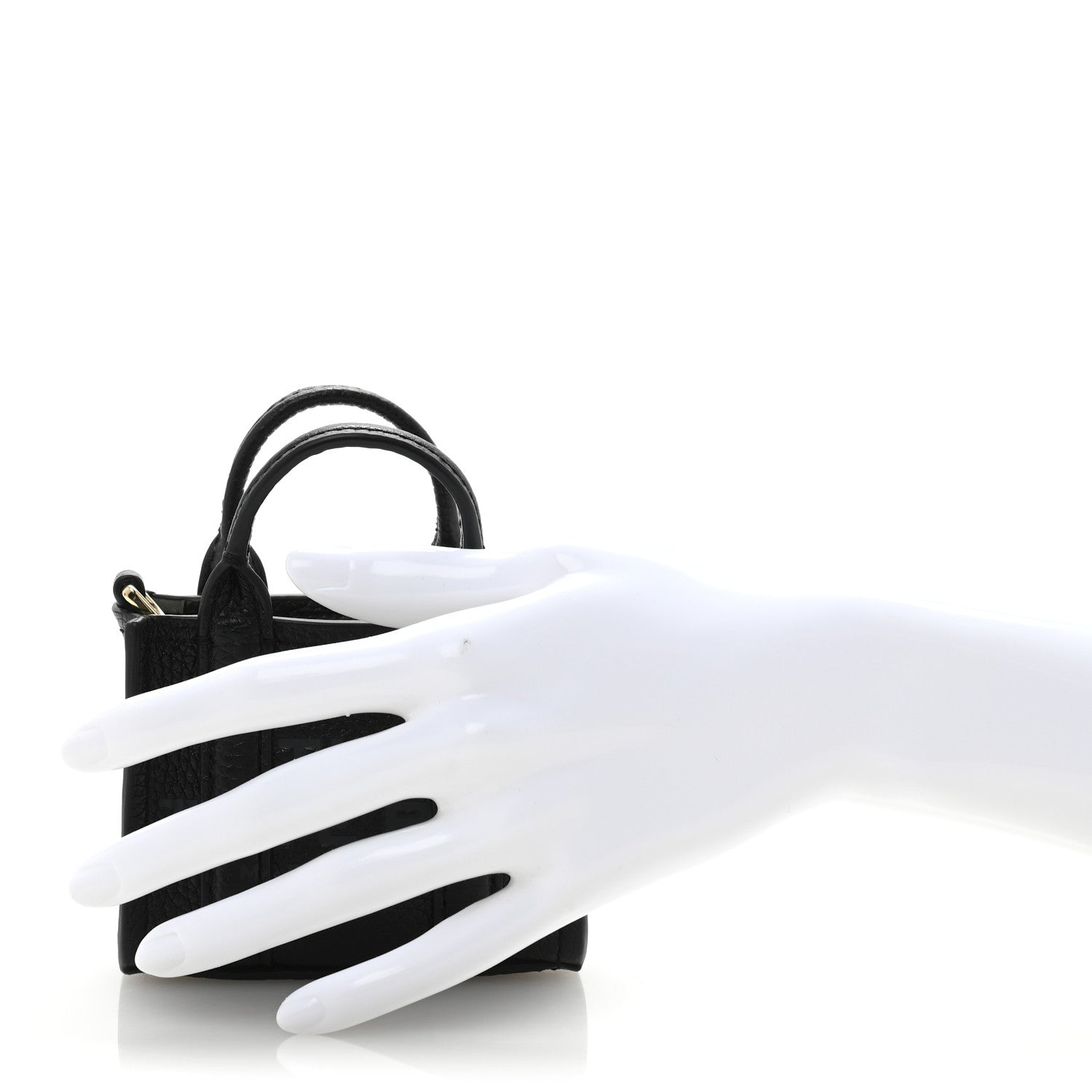 Grained Calfskin Nano Bag Charm The Tote Bag Black