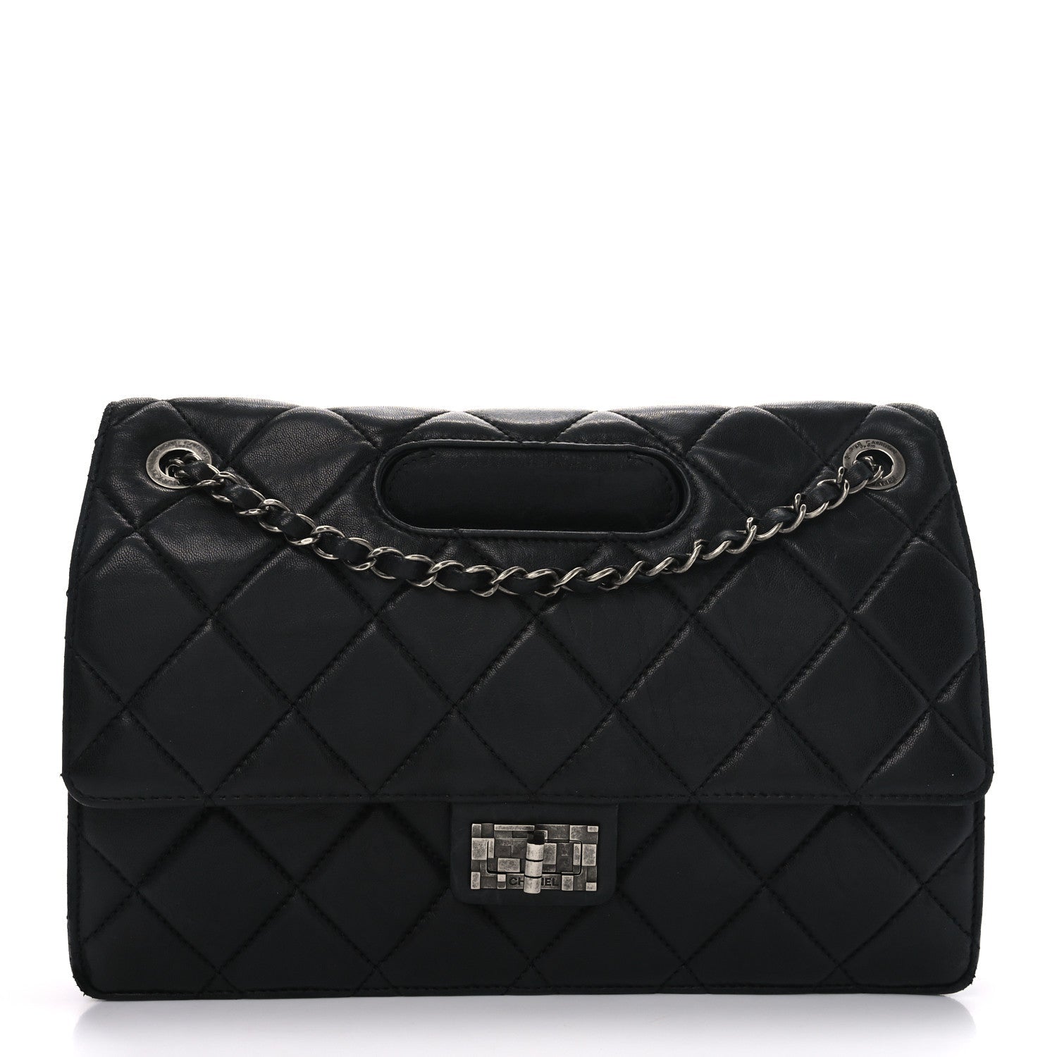 Washed Lambskin Jumbo Take Away Flap Black