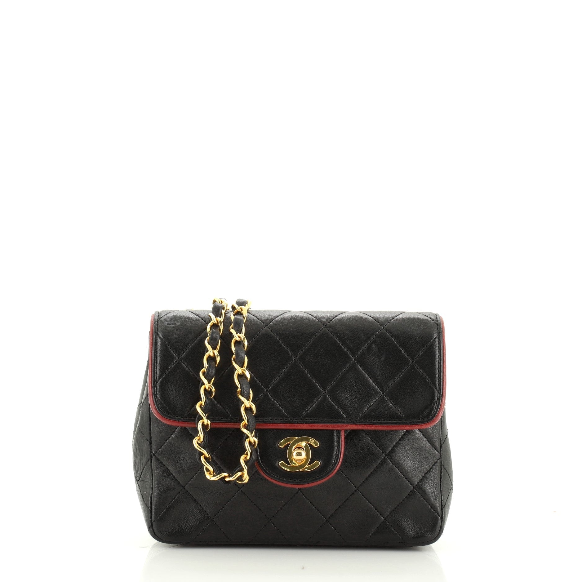 Vintage Square Classic Single Flap Bag Quilted Lambskin Mini