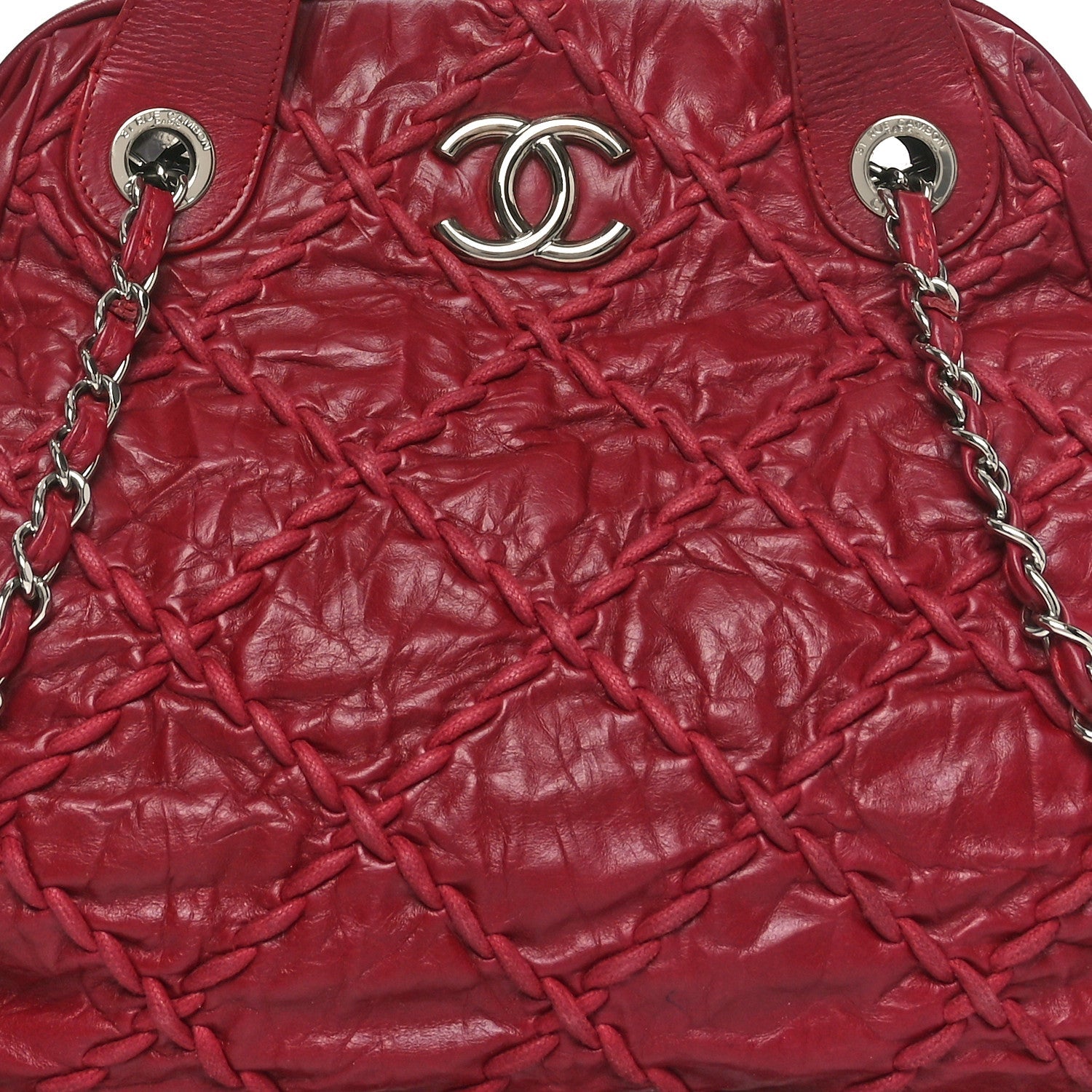 Calfskin Ultra Stitch Large Bowler Red