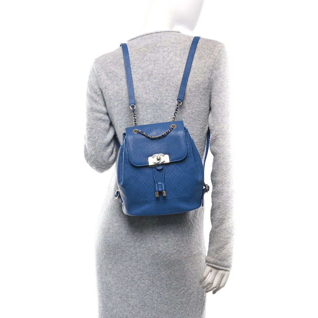 Caviar Quilted Backpack Blue
