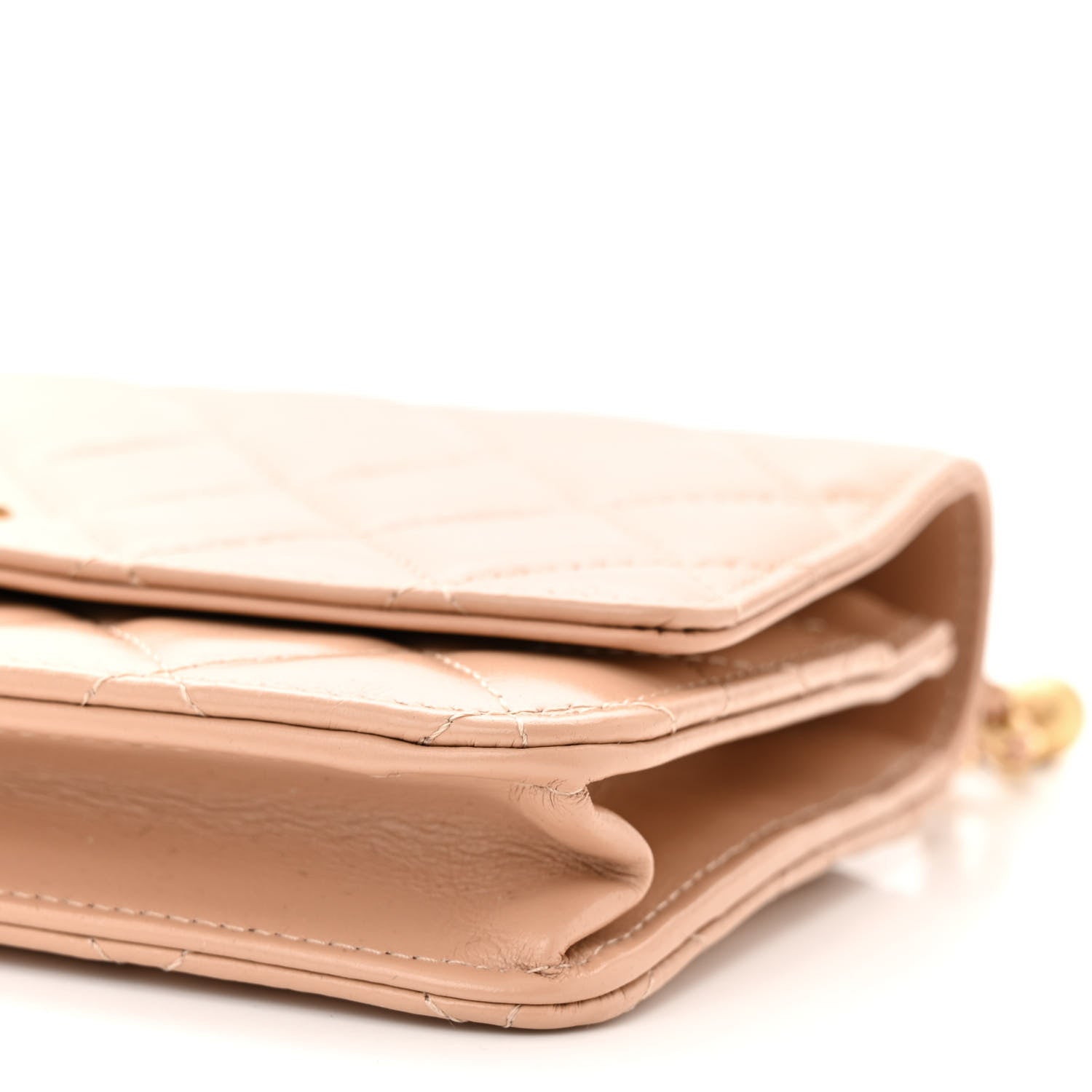 Calfskin Quilted Perfect Fit Wallet On Chain WOC Beige