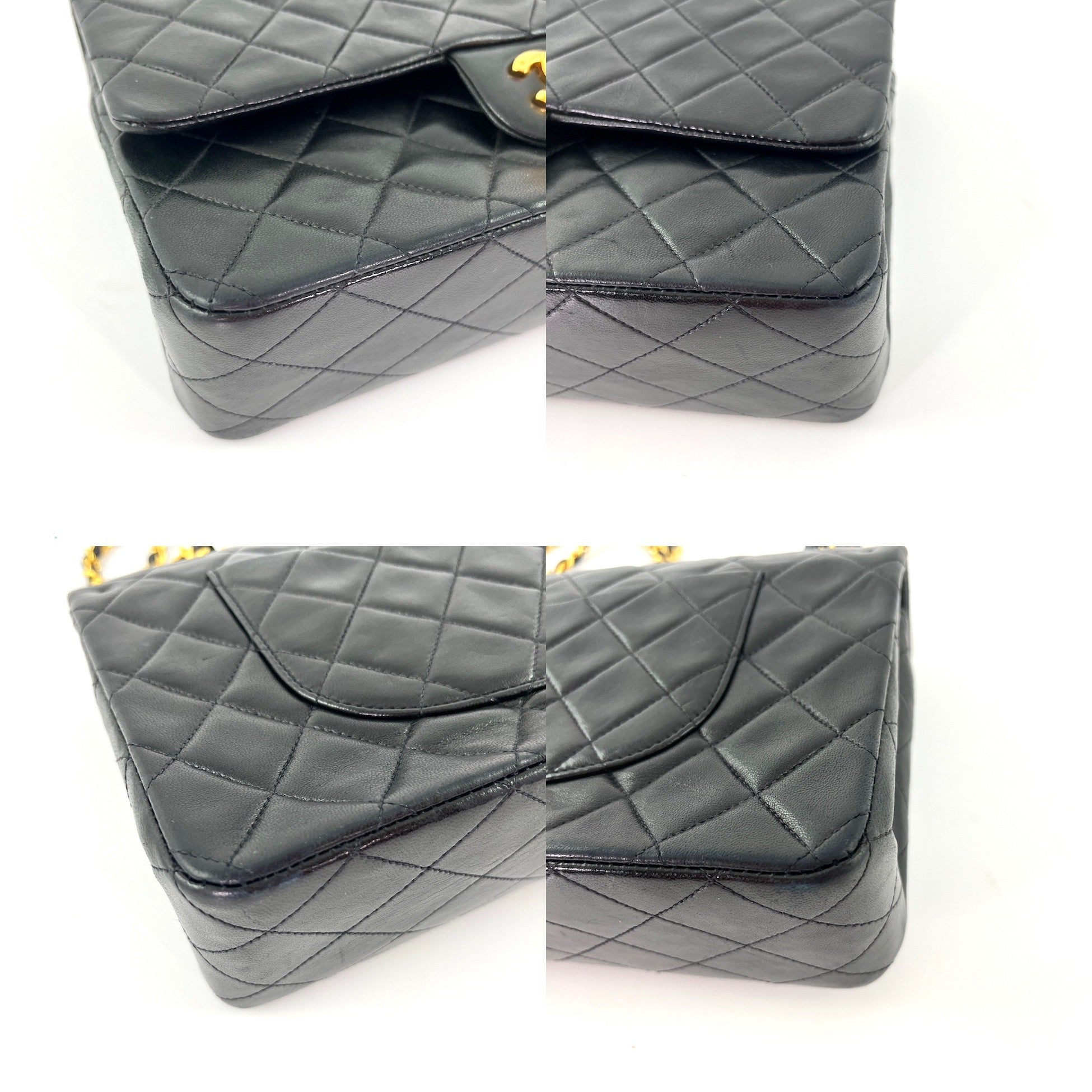 Vintage CHANEL Medium Black Leather 1990’s Double Flap Bag