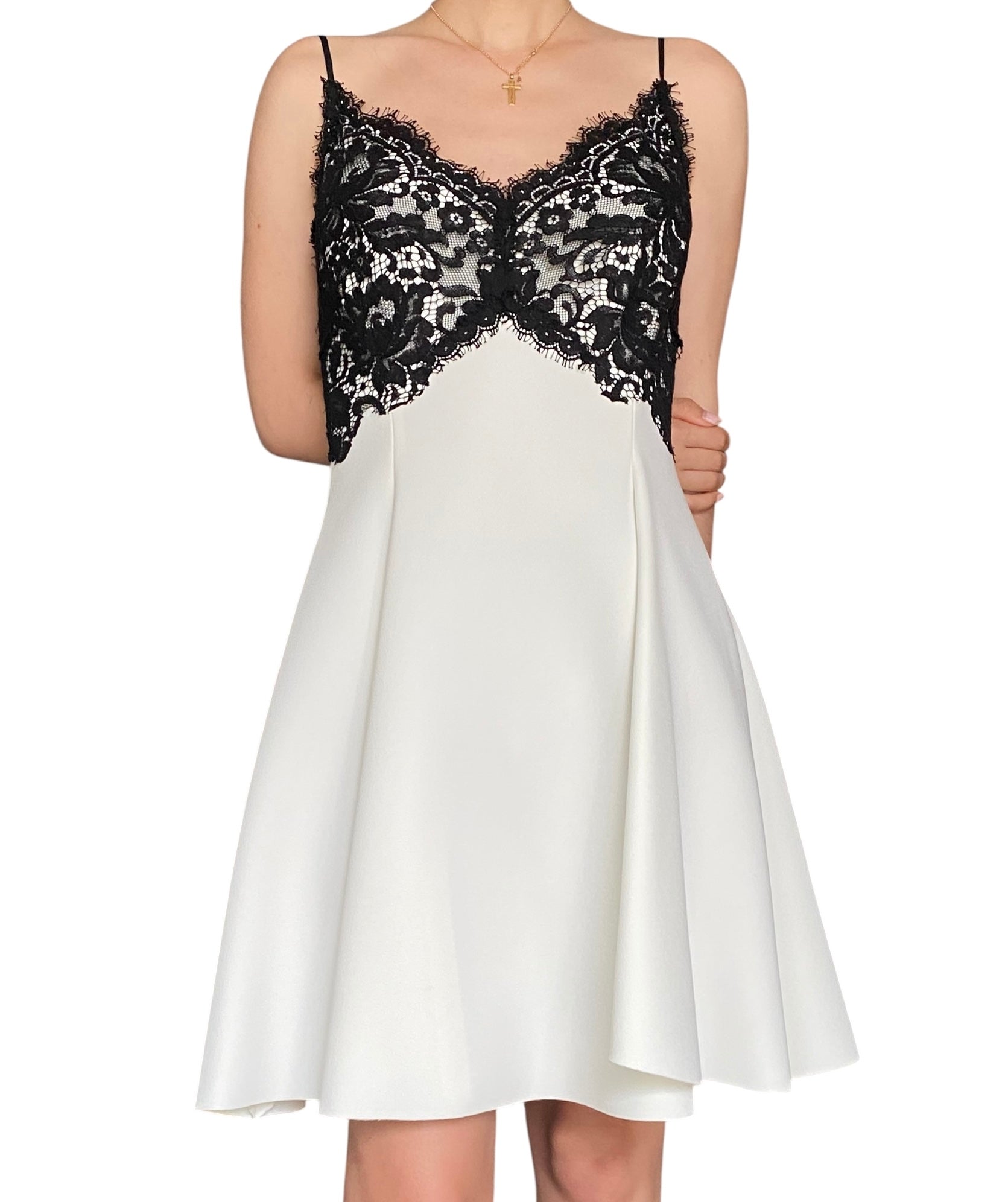 Jason Wu Colour-blocked Crepe and Lace Mini Dress - 8