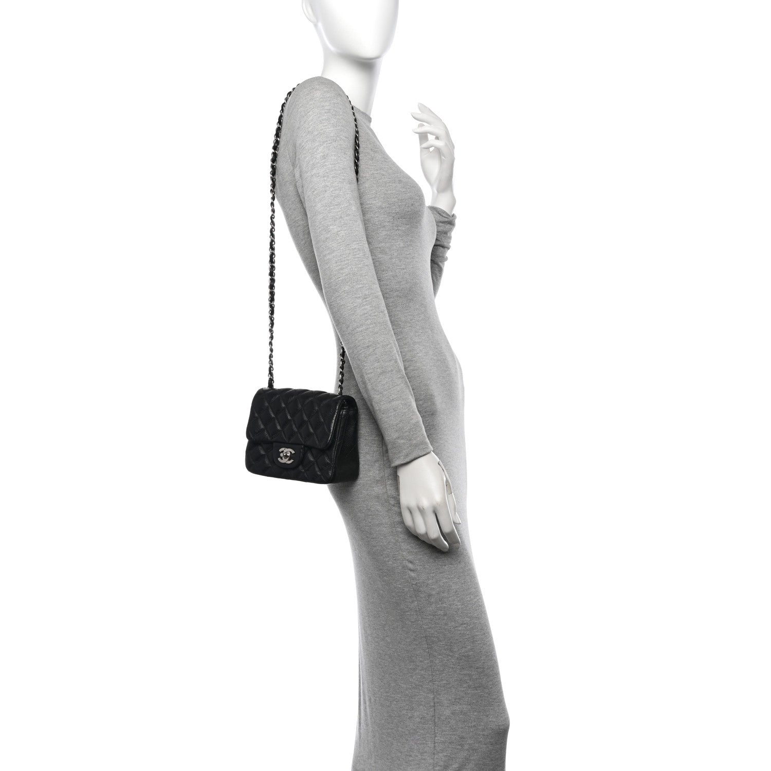 Caviar Quilted Mini Square Flap Black