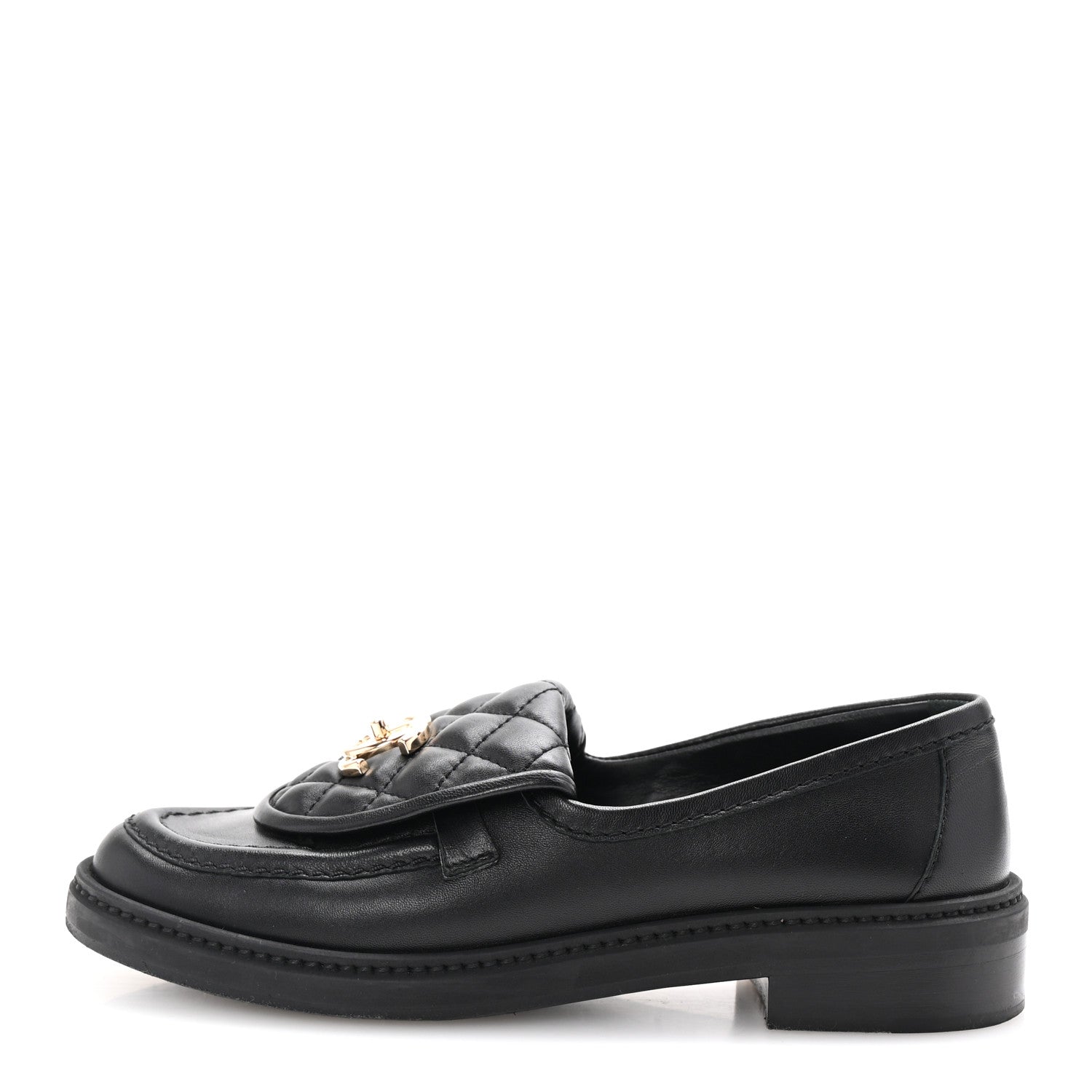 Lambskin Quilted CC Turnlock Loafers 35.5 Black